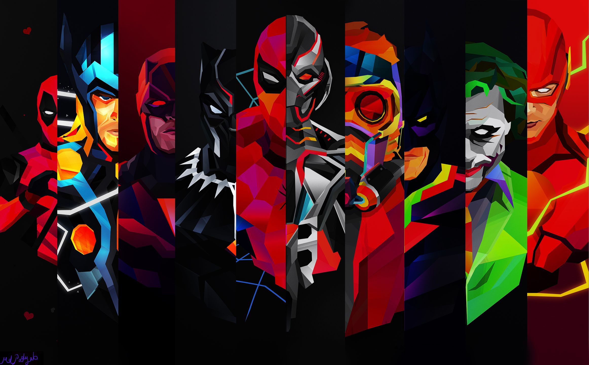 General 2325x1440 Marvel Cinematic Universe DC Comics Deadpool Thor Daredevil Black Panther Spider-Man Ultron Star-Lord Batman Joker The Flash collage panels