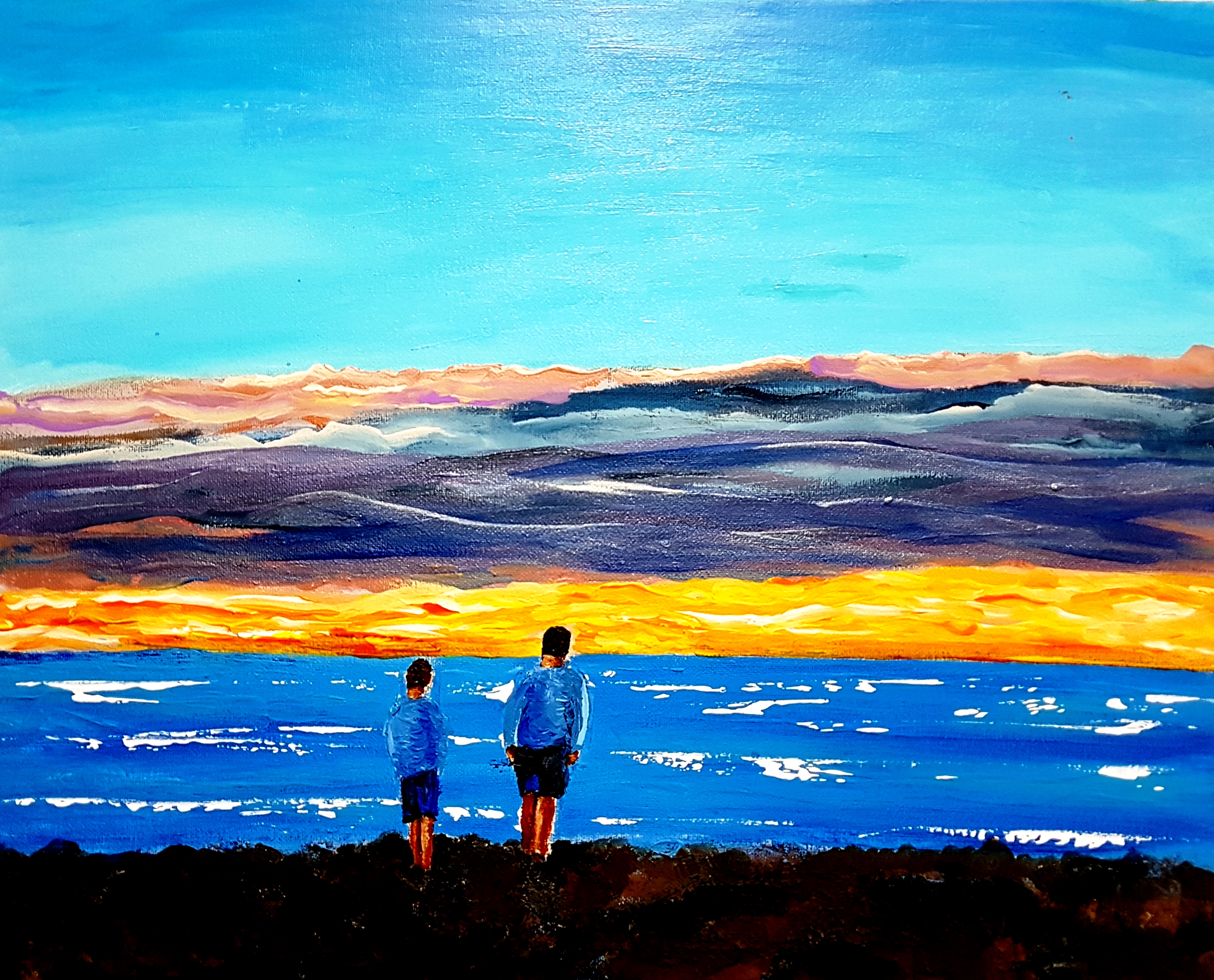 General 3488x2817 sunset sea painting father artwork digital art