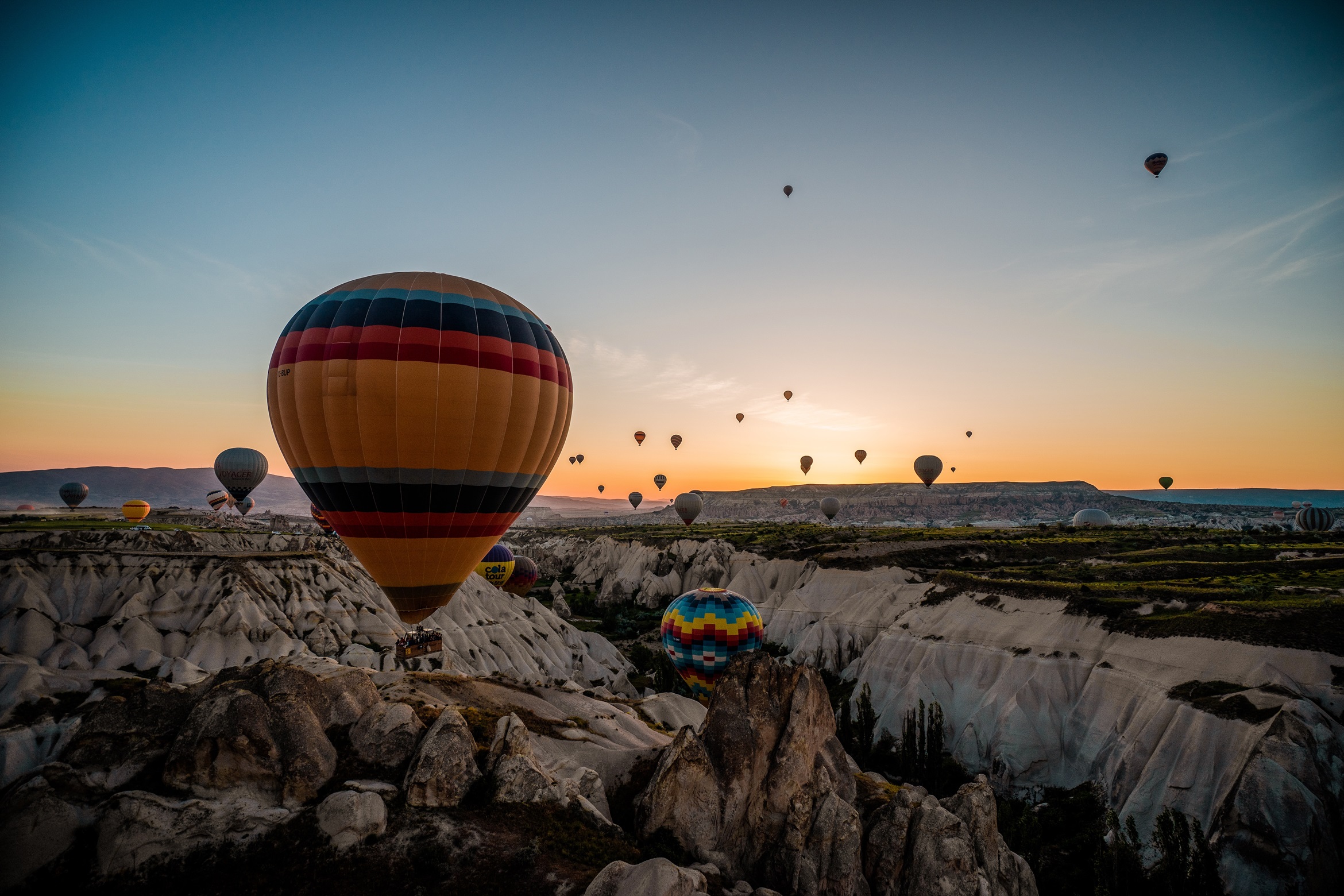 General 2340x1560 hot air balloons balloon photography sky flying mountains sunset Cappadocia