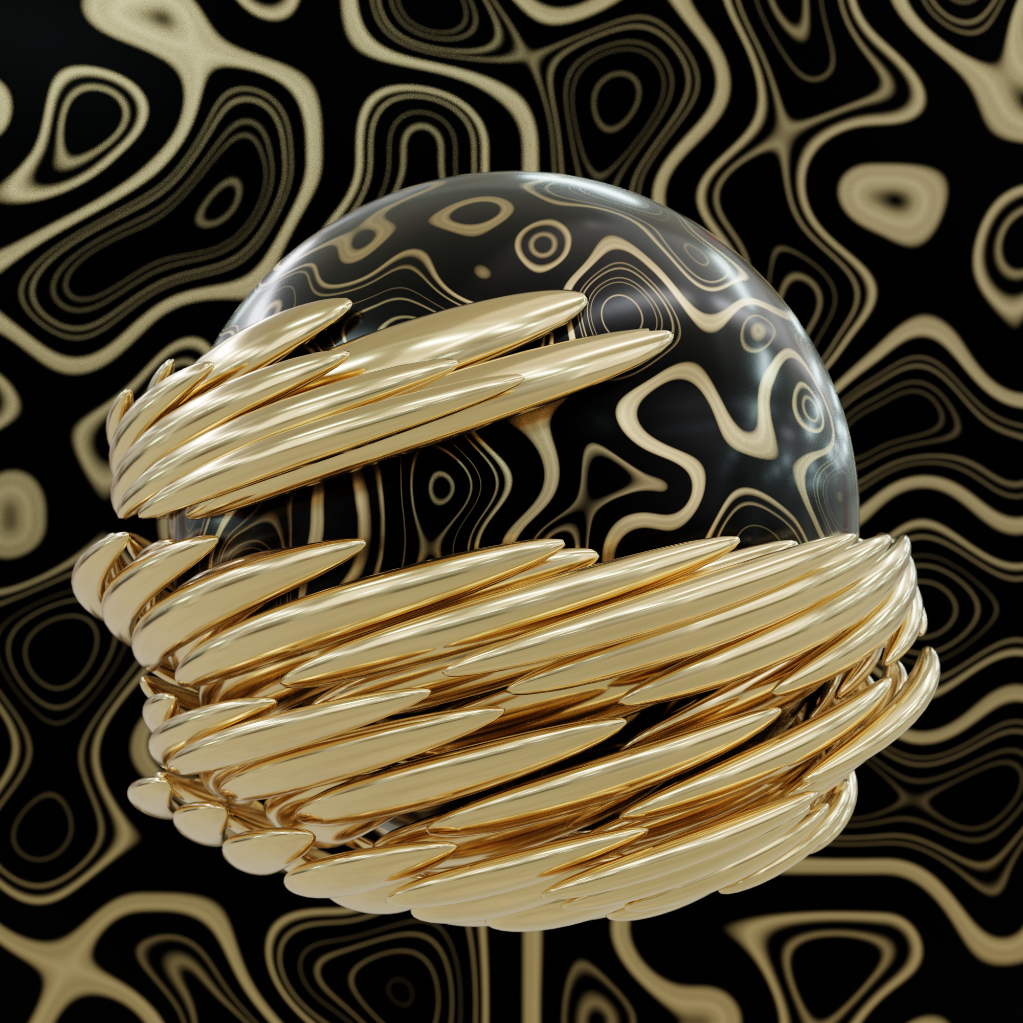 General 2000x2000 abstract Blender sphere gold CGI burnished