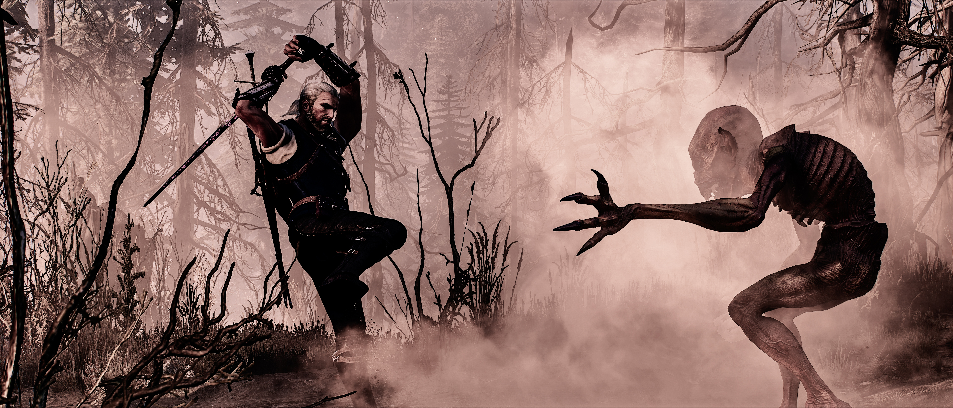 General 3840x1646 The Witcher 3: Wild Hunt PC gaming screen shot video game characters Nvidia Ansel Geralt of Rivia The Witcher