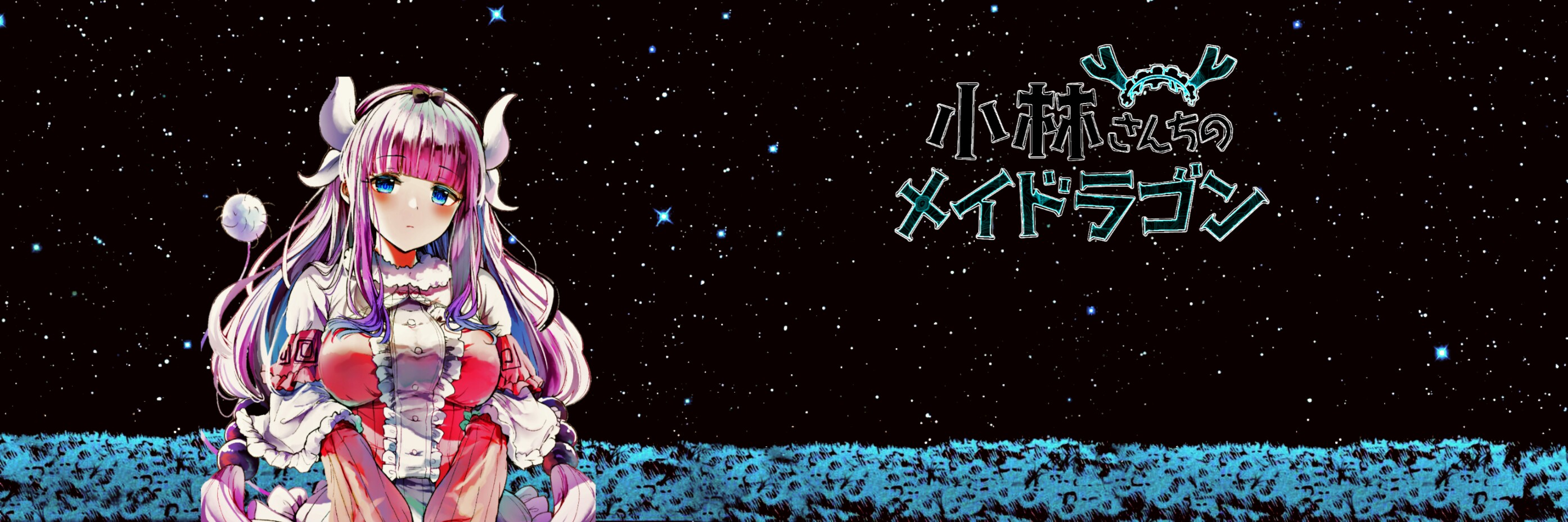 Anime 2788x929 anime dark background Kobayashi-san Chi no Maid Dragon Kanna Kamui (Kobayashi-san Chi no Maid Dragon) anime girls