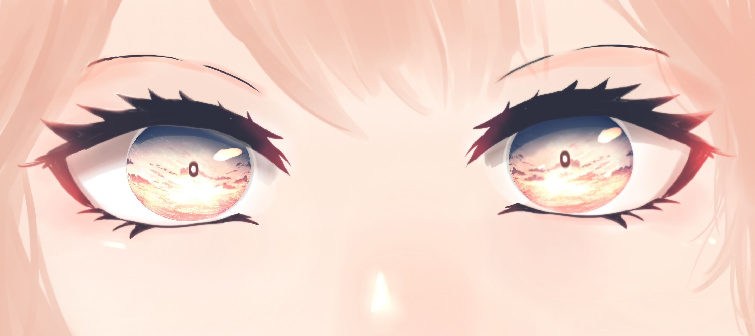 Anime 2901x1293 anime anime girls digital art artwork 2D portrait eyes closeup reflection HuashiJW