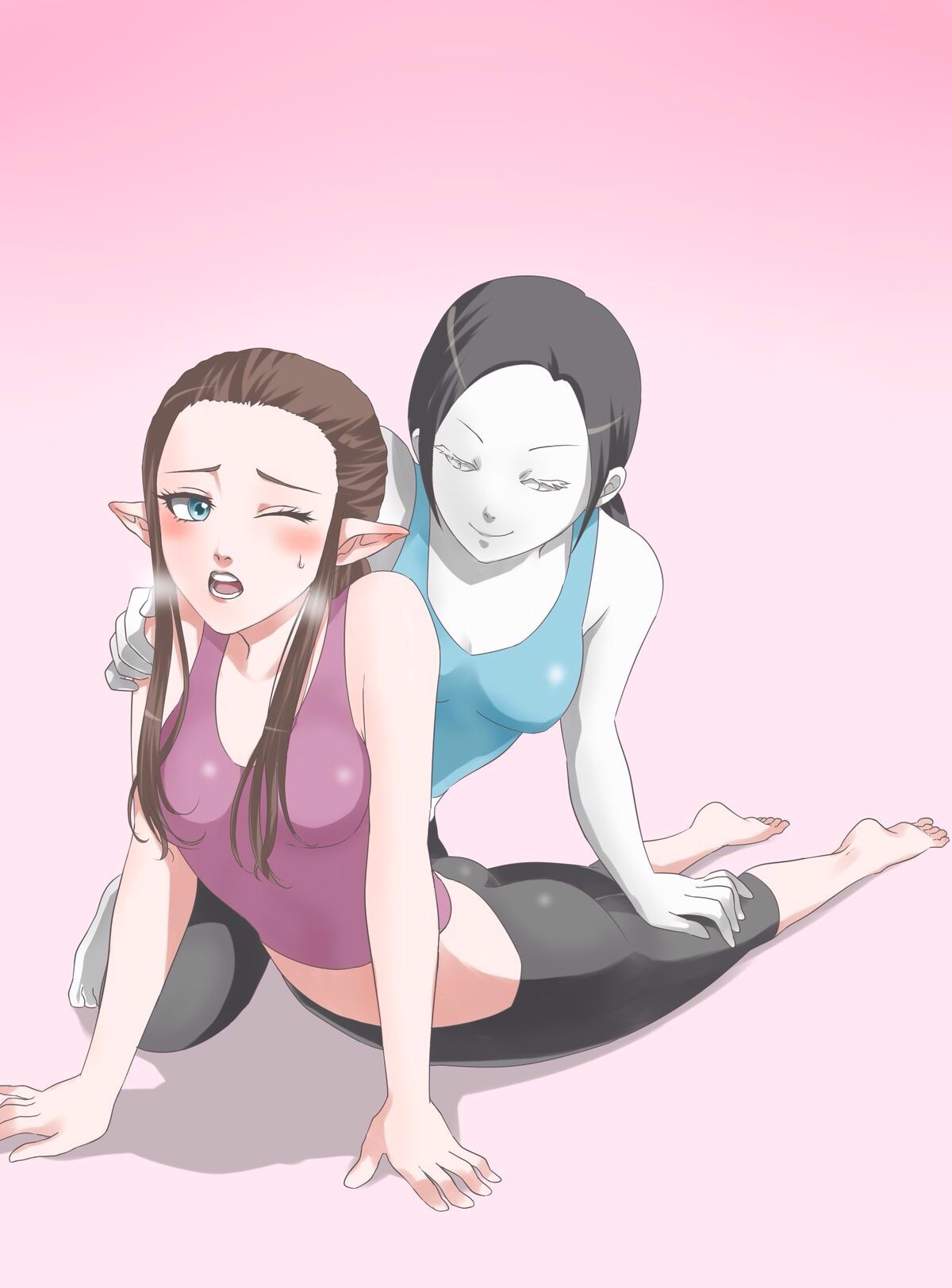 Anime 1200x1624 Zelda Wii Fit Trainer exercise stretching Nintendo