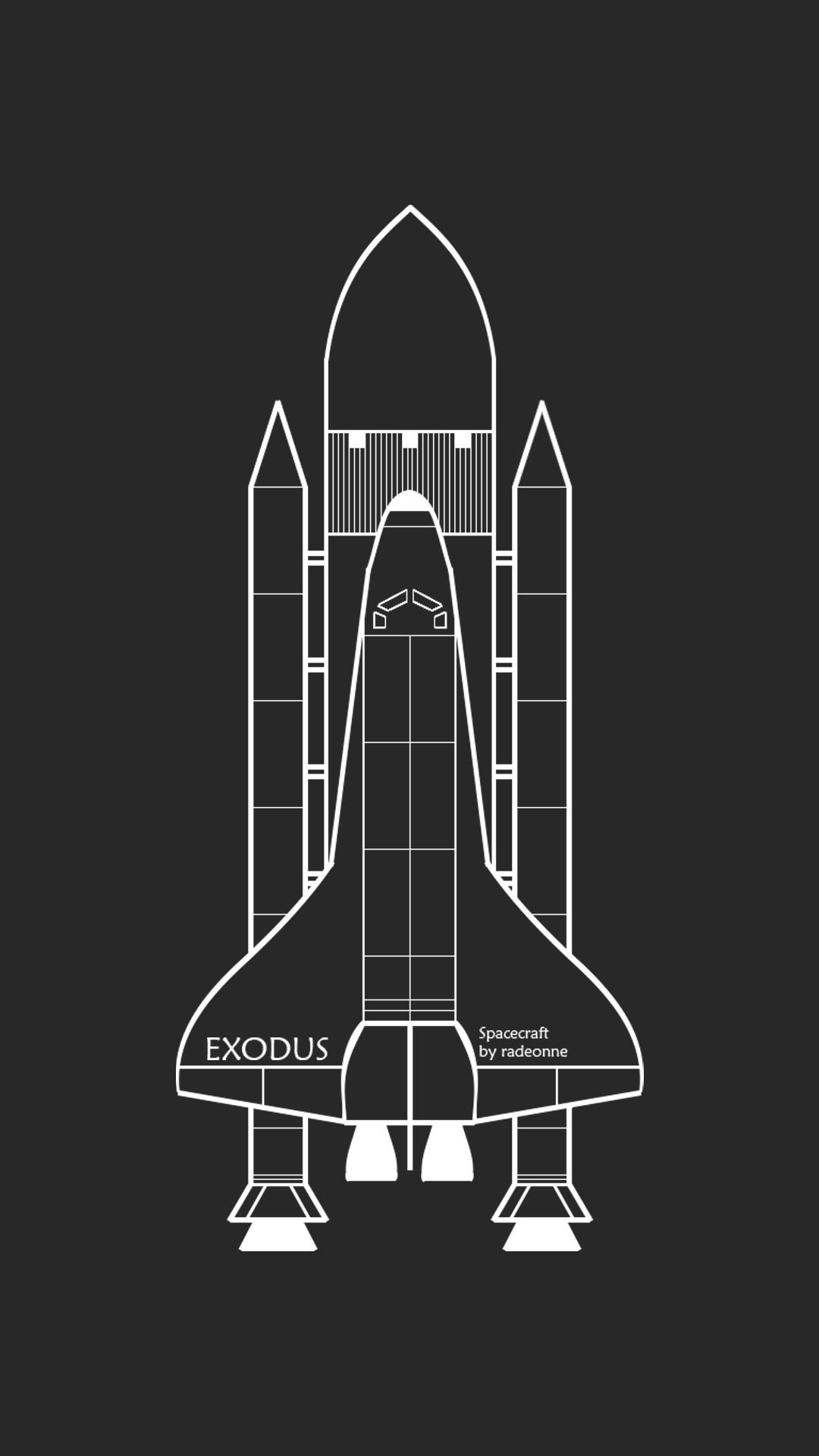 General 1080x1920 spaceship minimalism monochrome space shuttle black background