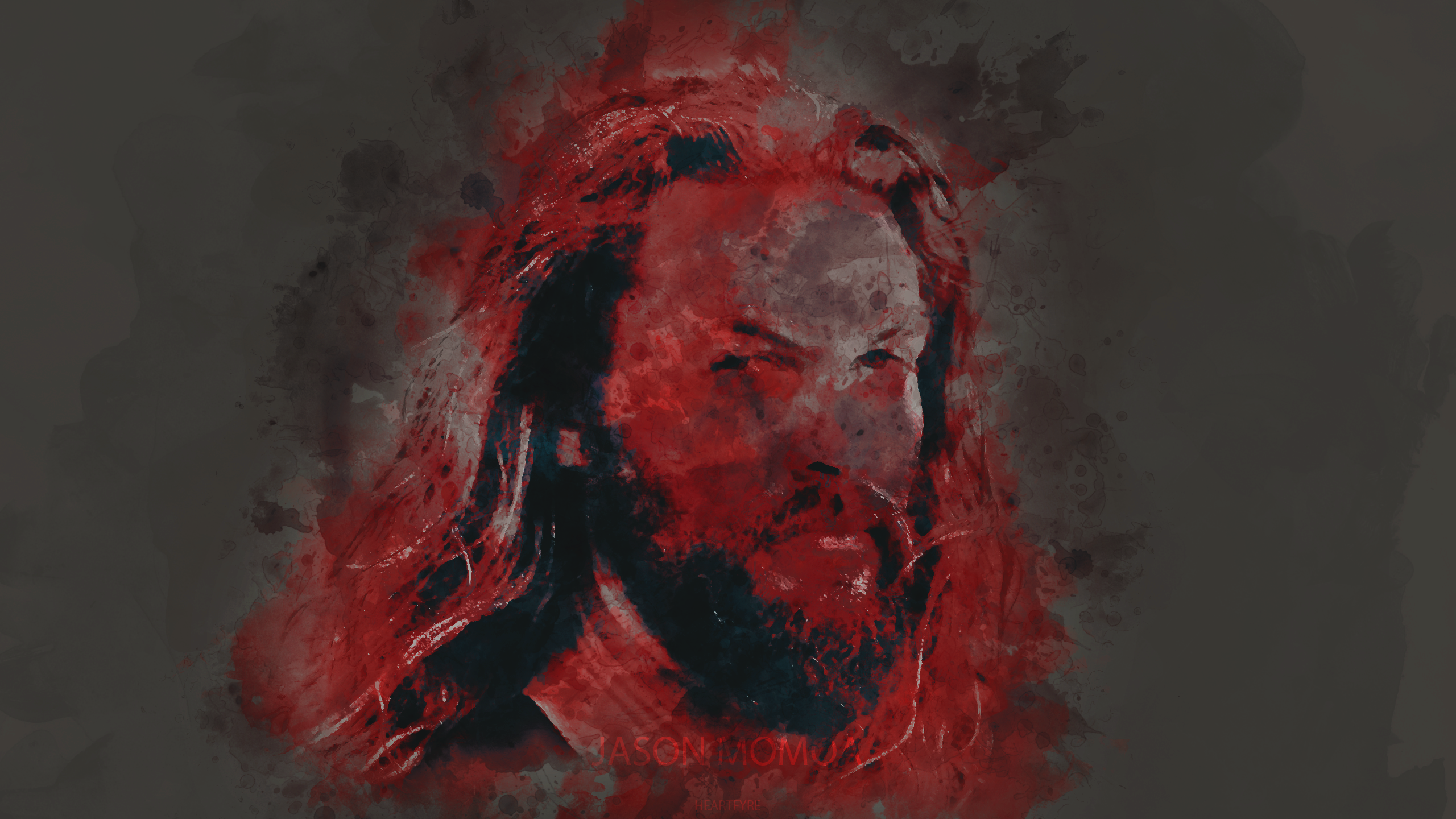 People 2560x1440 watercolor Jason Momoa red portrait actor celebrity digital art closeup