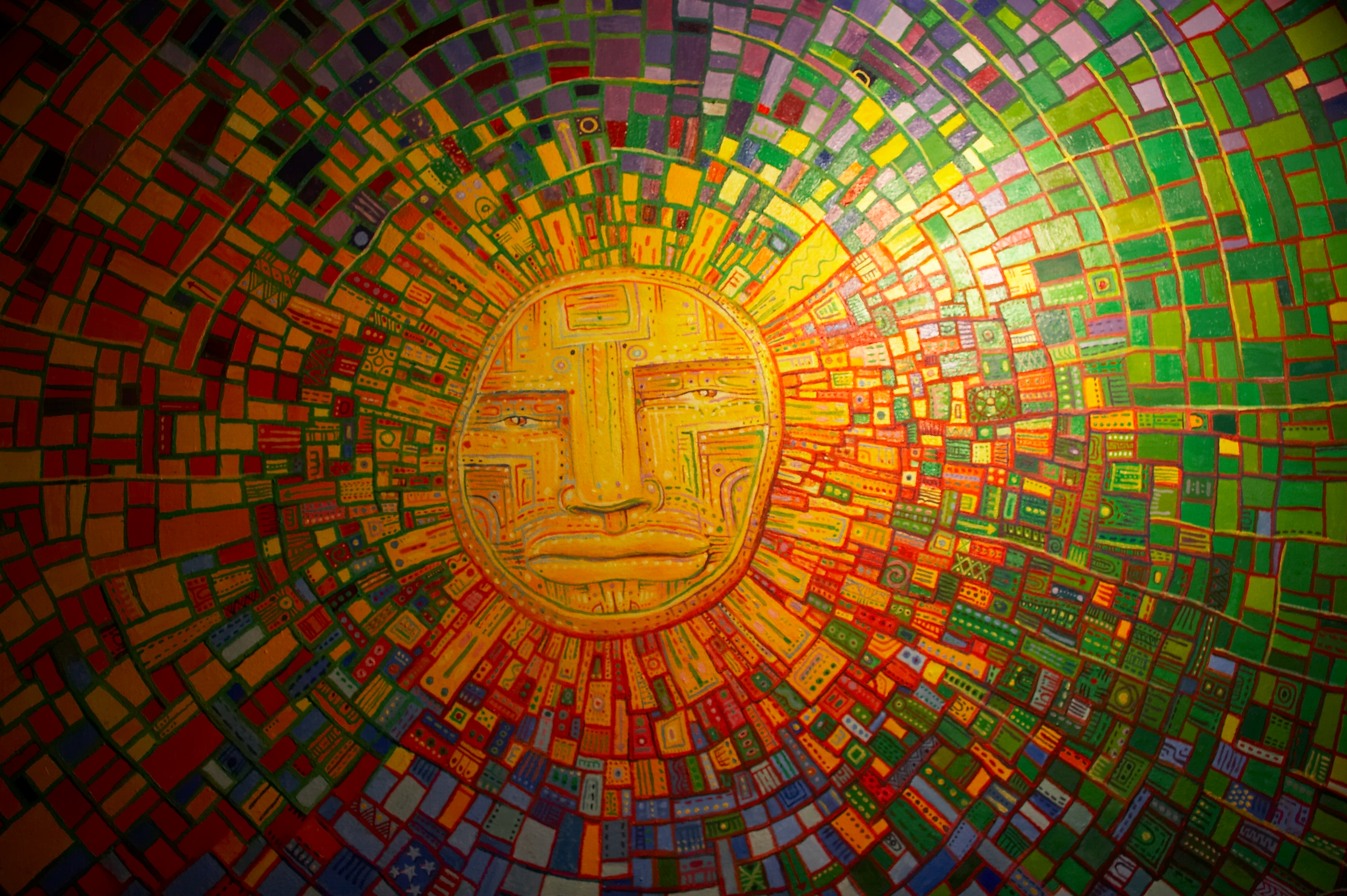 General 3504x2332 face artwork Sun mosaic colorful drawing DeviantArt digital art