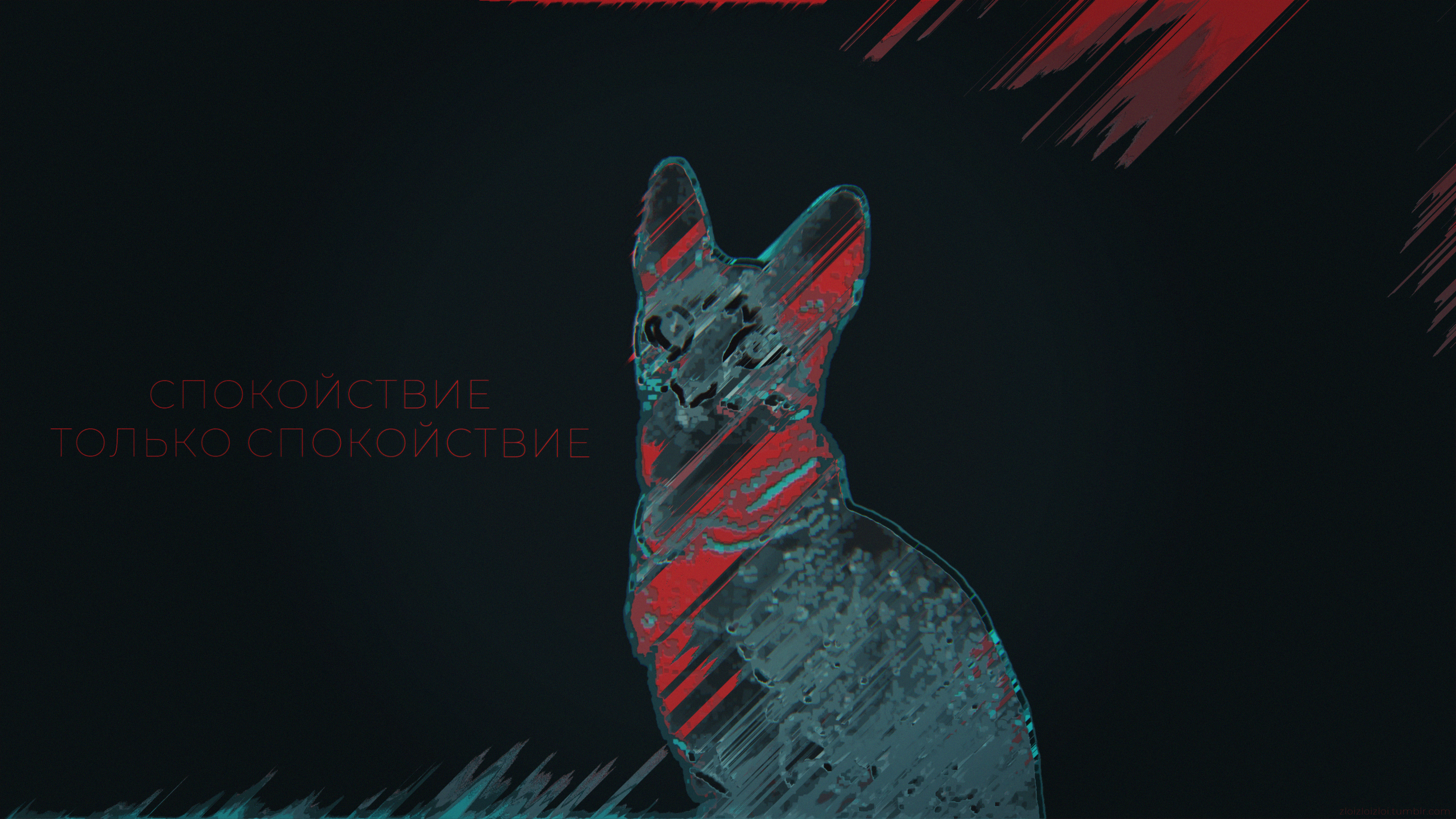 General 3840x2160 glitch art abstract digital art animals cats