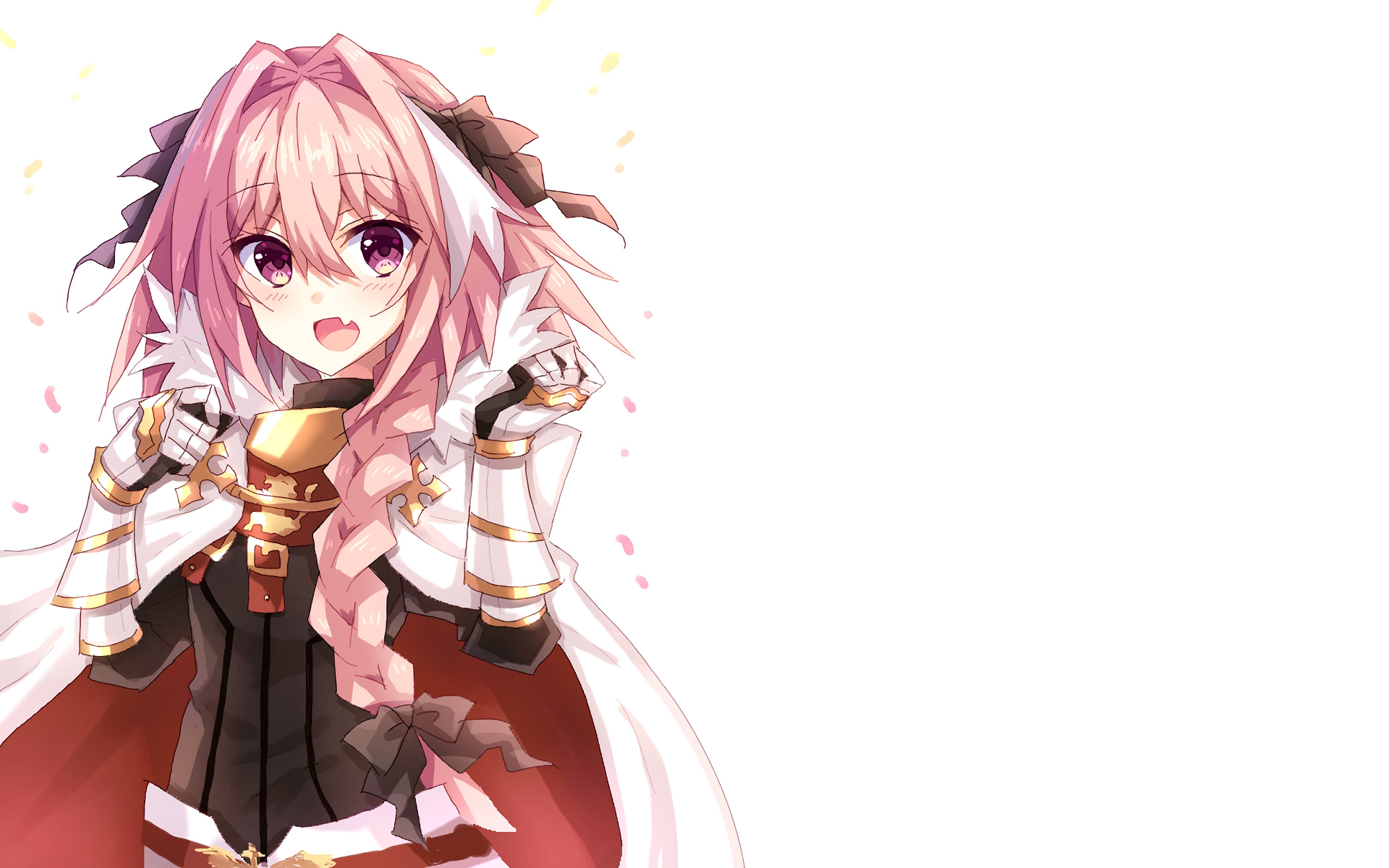 Anime 1920x1200 Astolfo (Fate/Apocrypha) pink hair anime white background simple background open mouth Fate series anime boys femboy