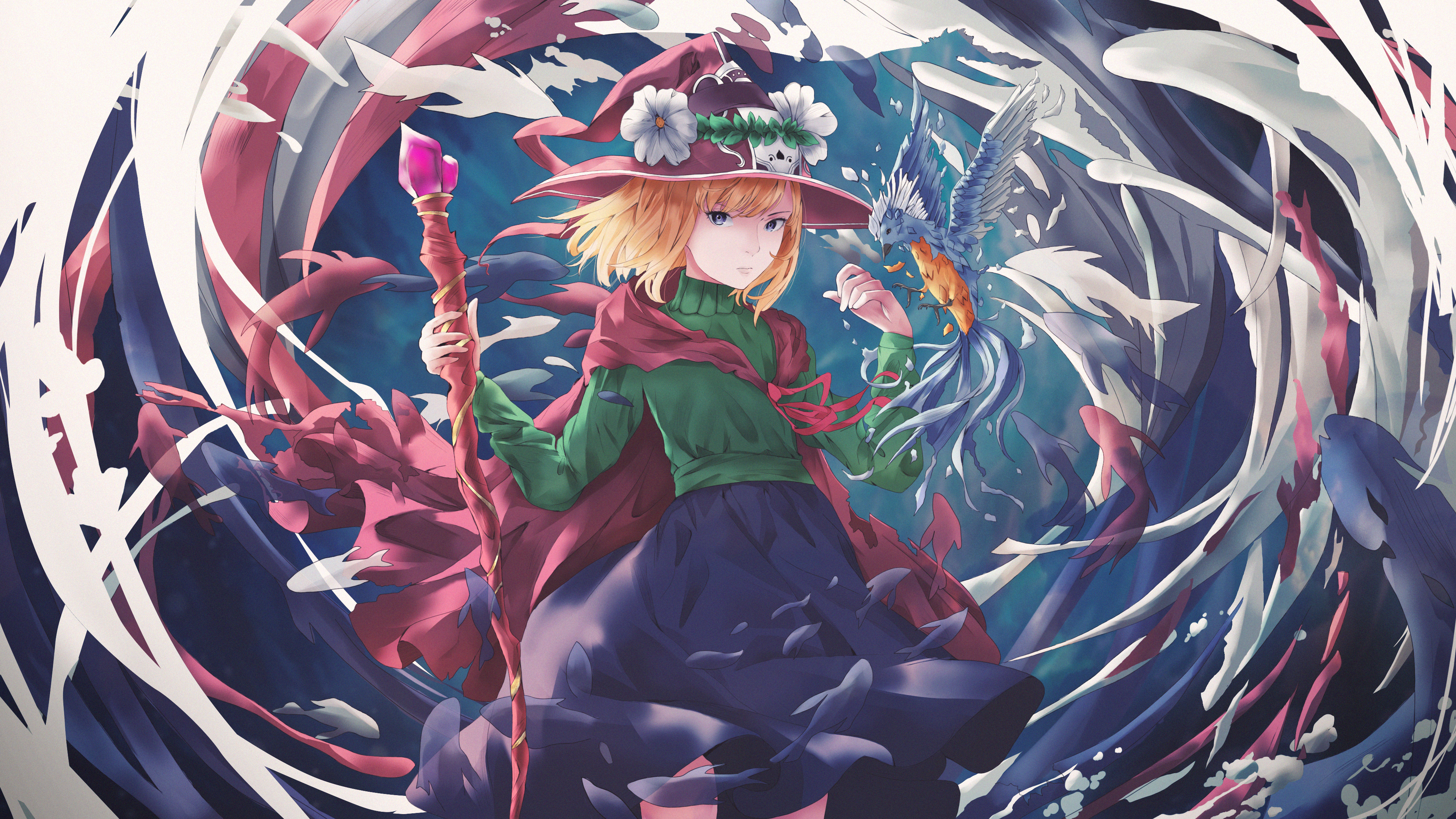 Anime 3840x2160 anime anime girls original characters blonde witch hat fantasy girl