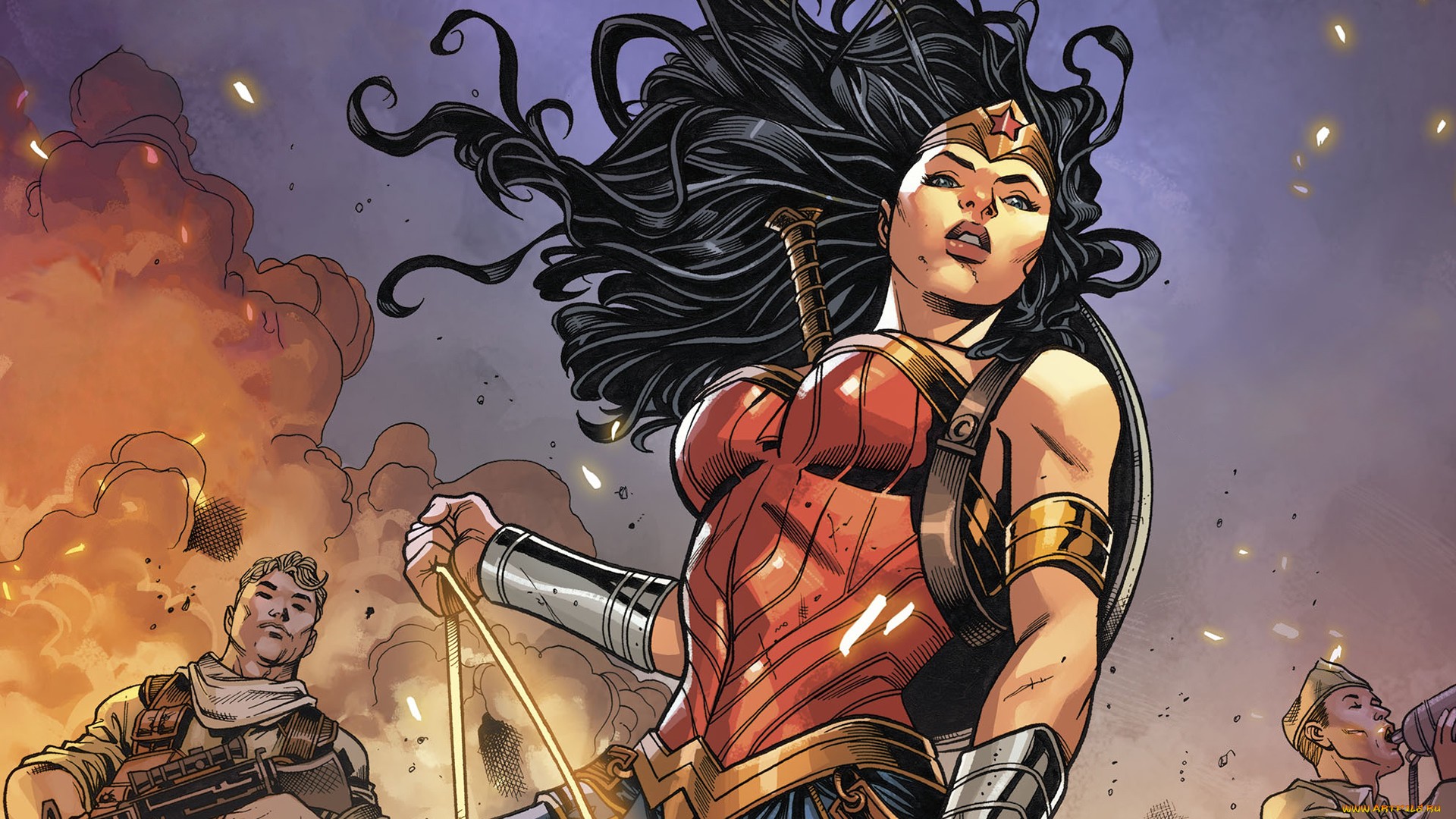 General 1920x1080 superheroines Wonder Woman comic art dark hair long hair