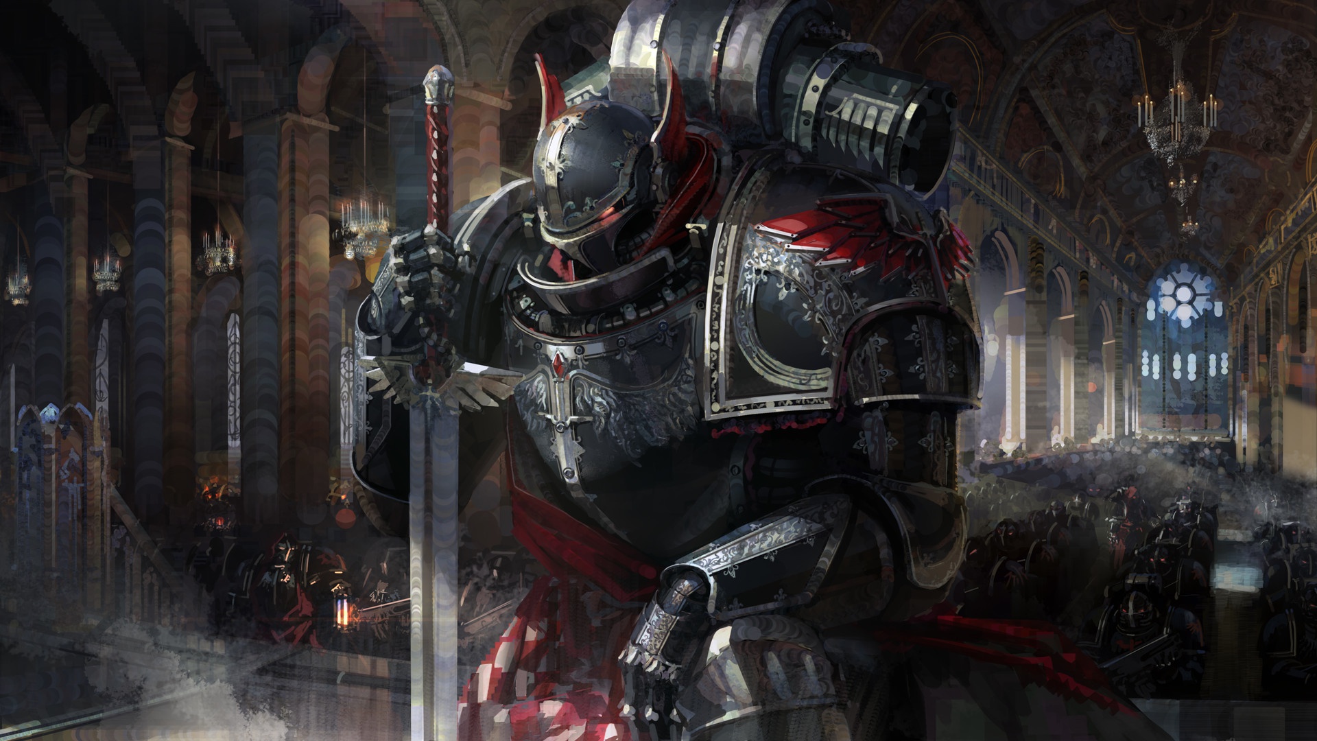 General 1920x1080 fantasy art artwork sword Warhammer 40,000 space marines power armor