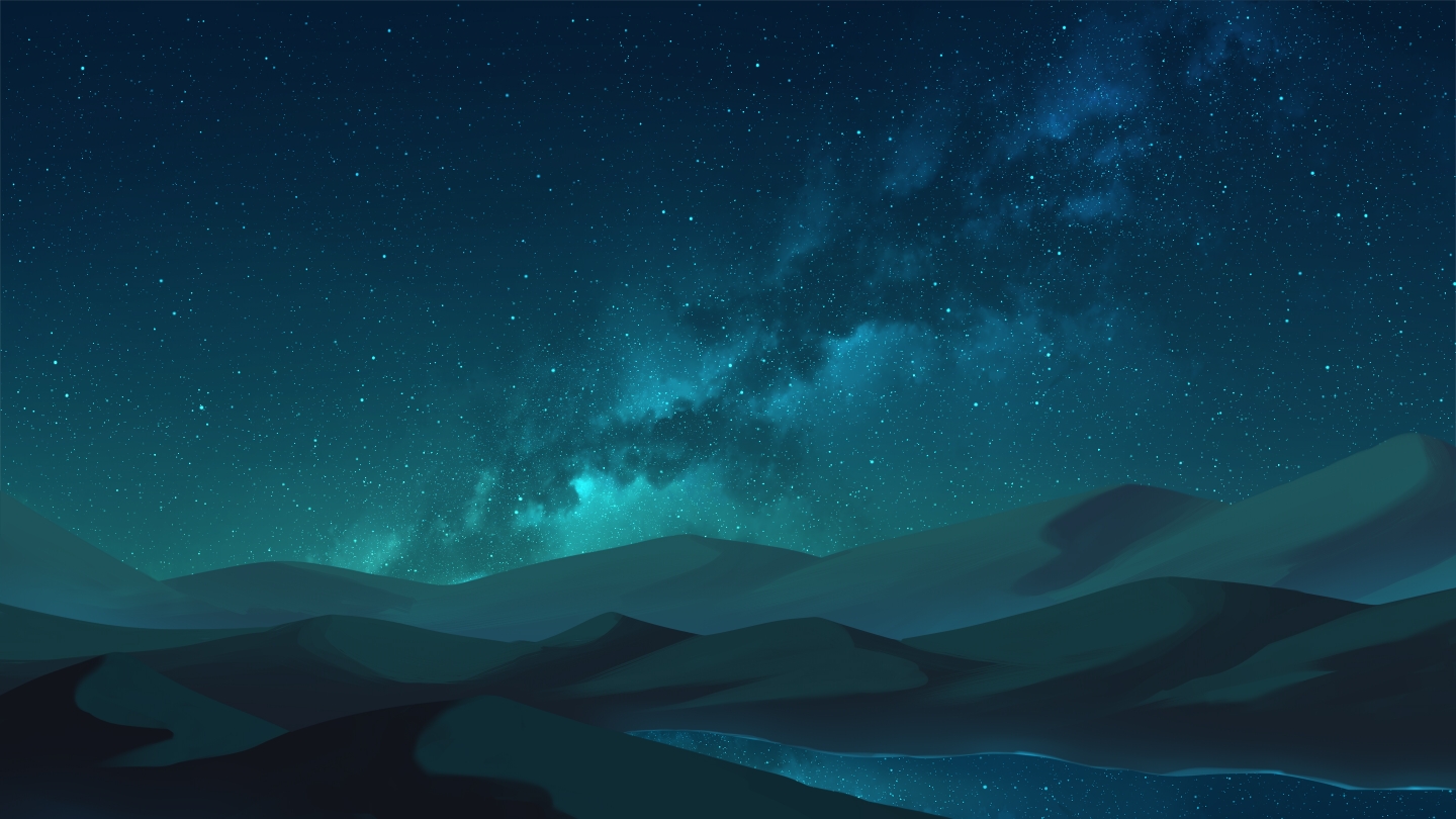 General 1440x810 stars mountains river sky