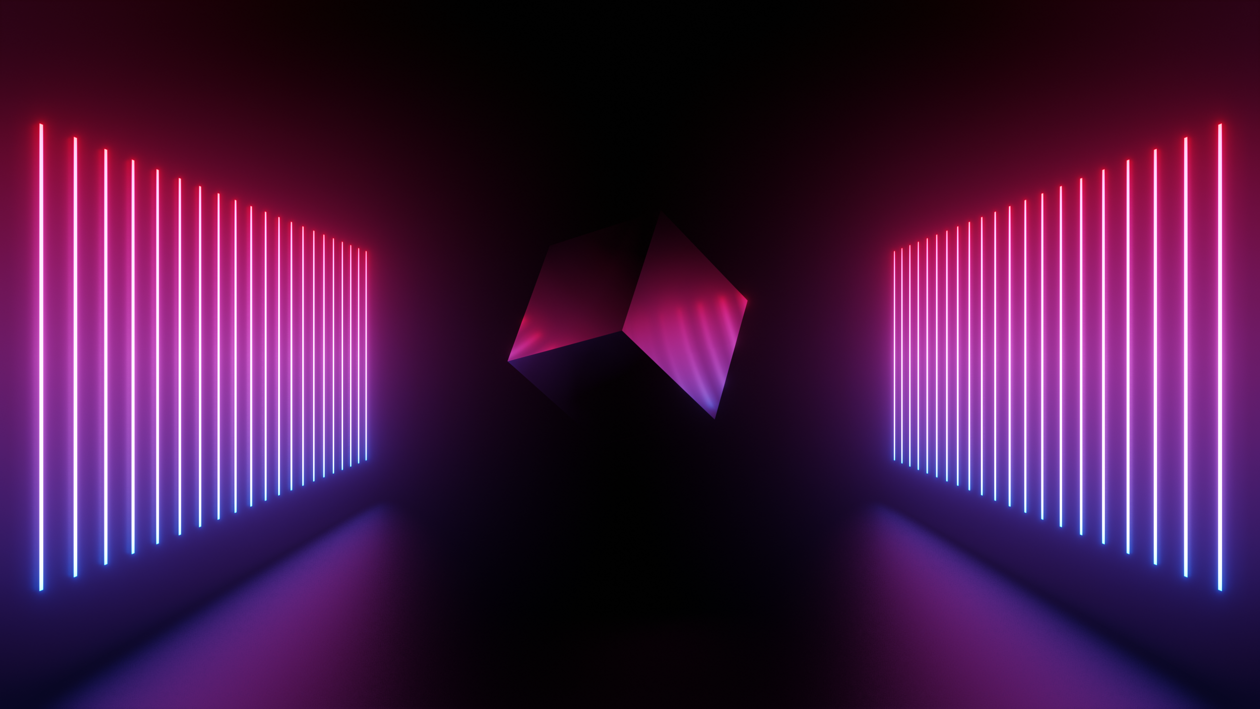 General 2560x1440 cube Blender neon reflection abstract contemporary minimalism 3D Abstract 3D blocks CGI digital art lines glowing