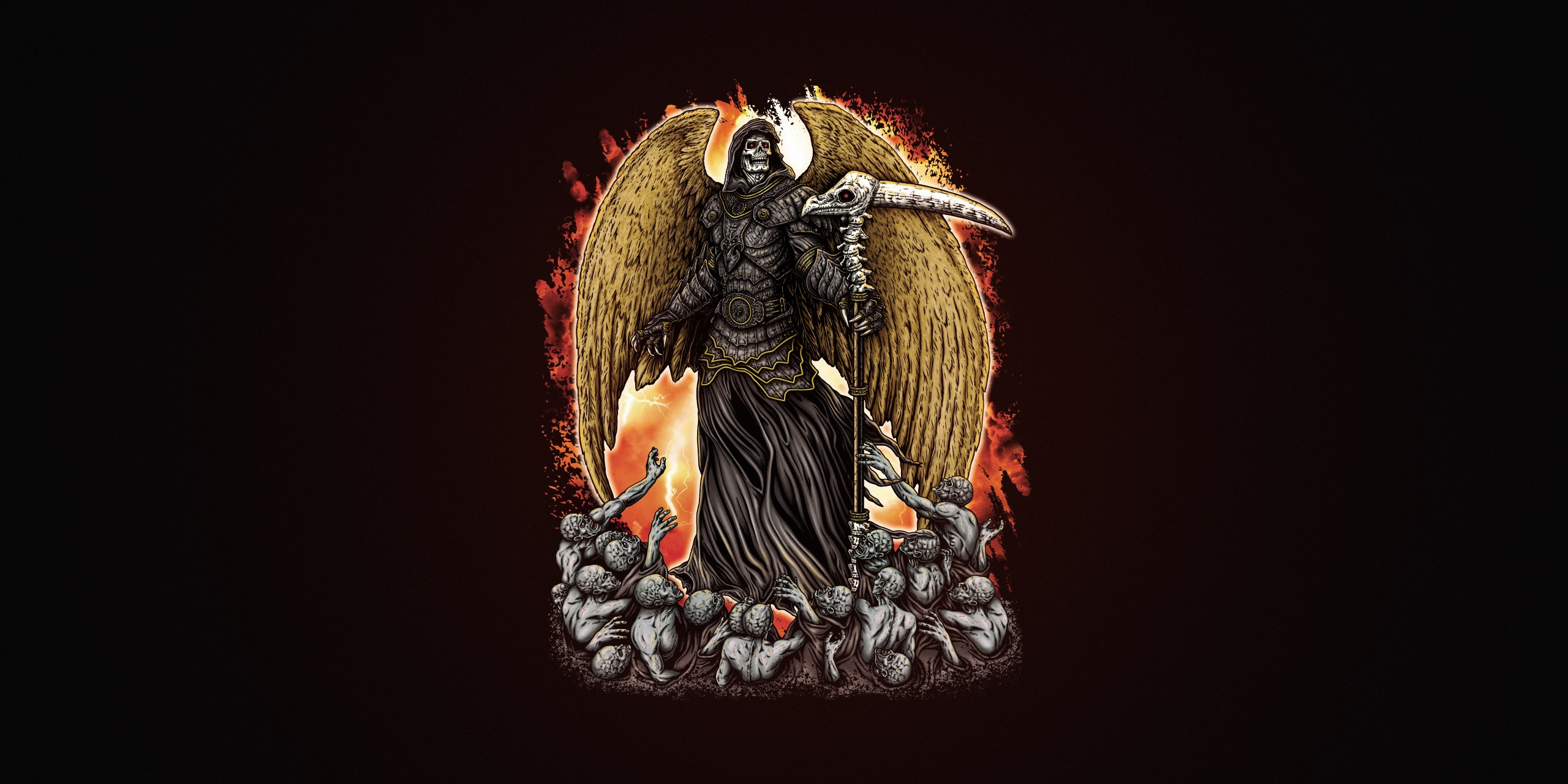 General 2560x1280 Grim Reaper simple background artwork fantasy art