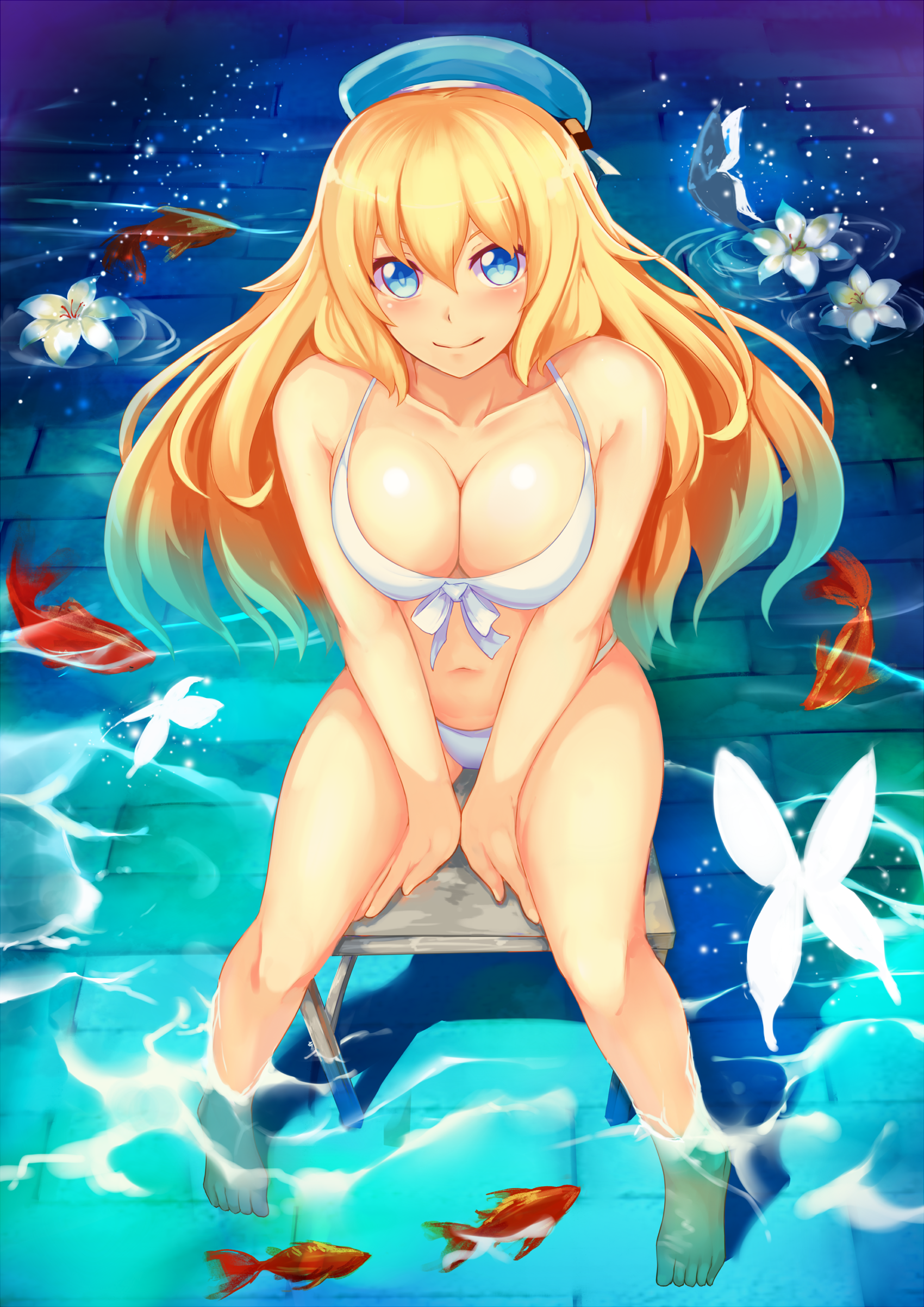 Anime 1700x2403 Kantai Collection swimwear goldfish