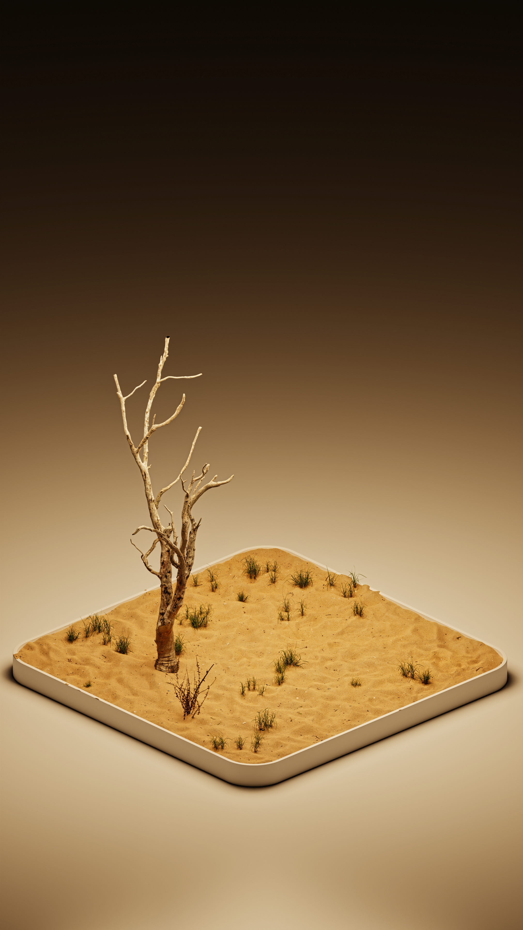 General 2160x3840 sand tree bark nature desert digital art CGI dark