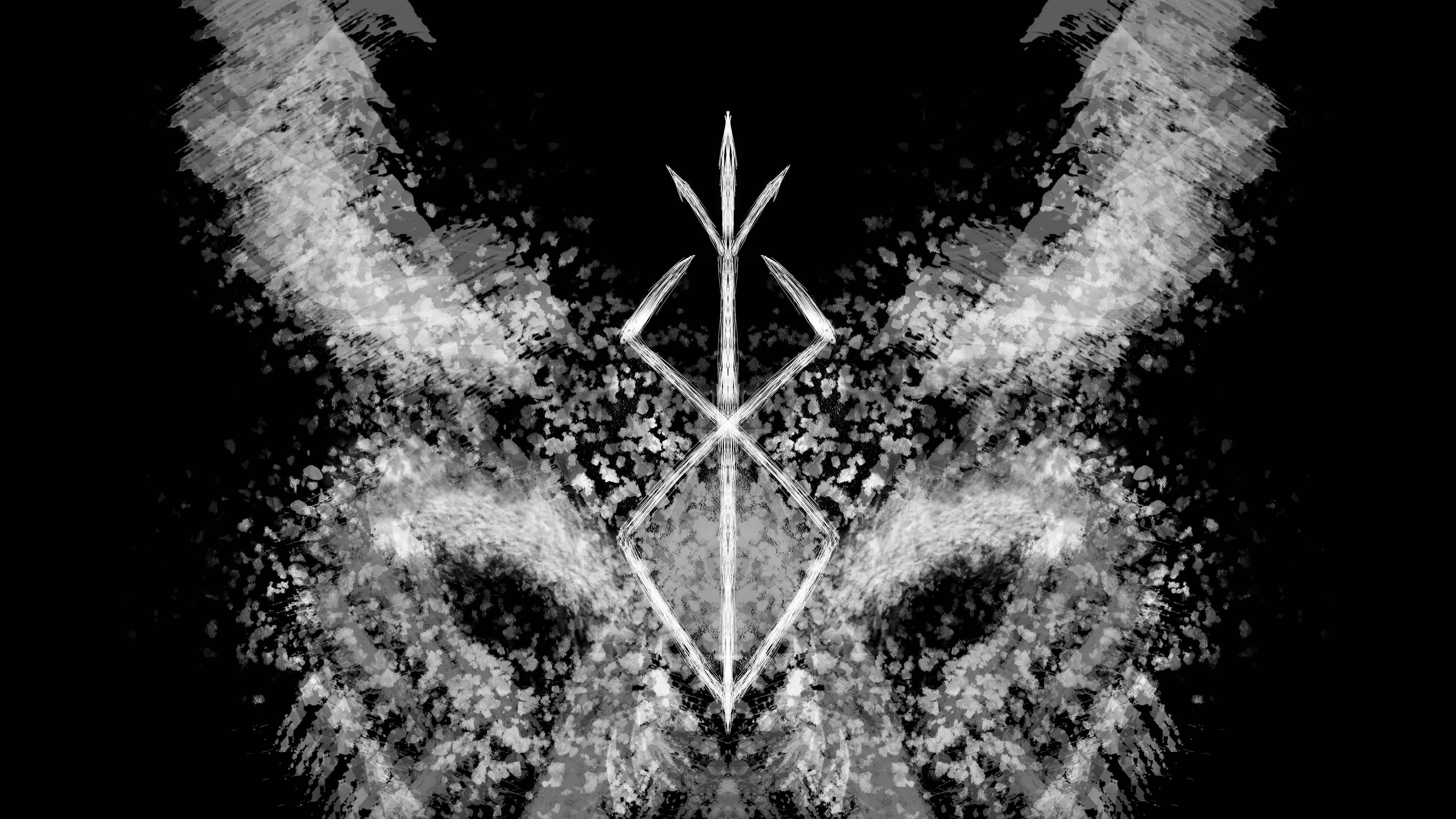 General 3840x2160 animal eyes sacrifice black white abstract digital art animals horns Berserk