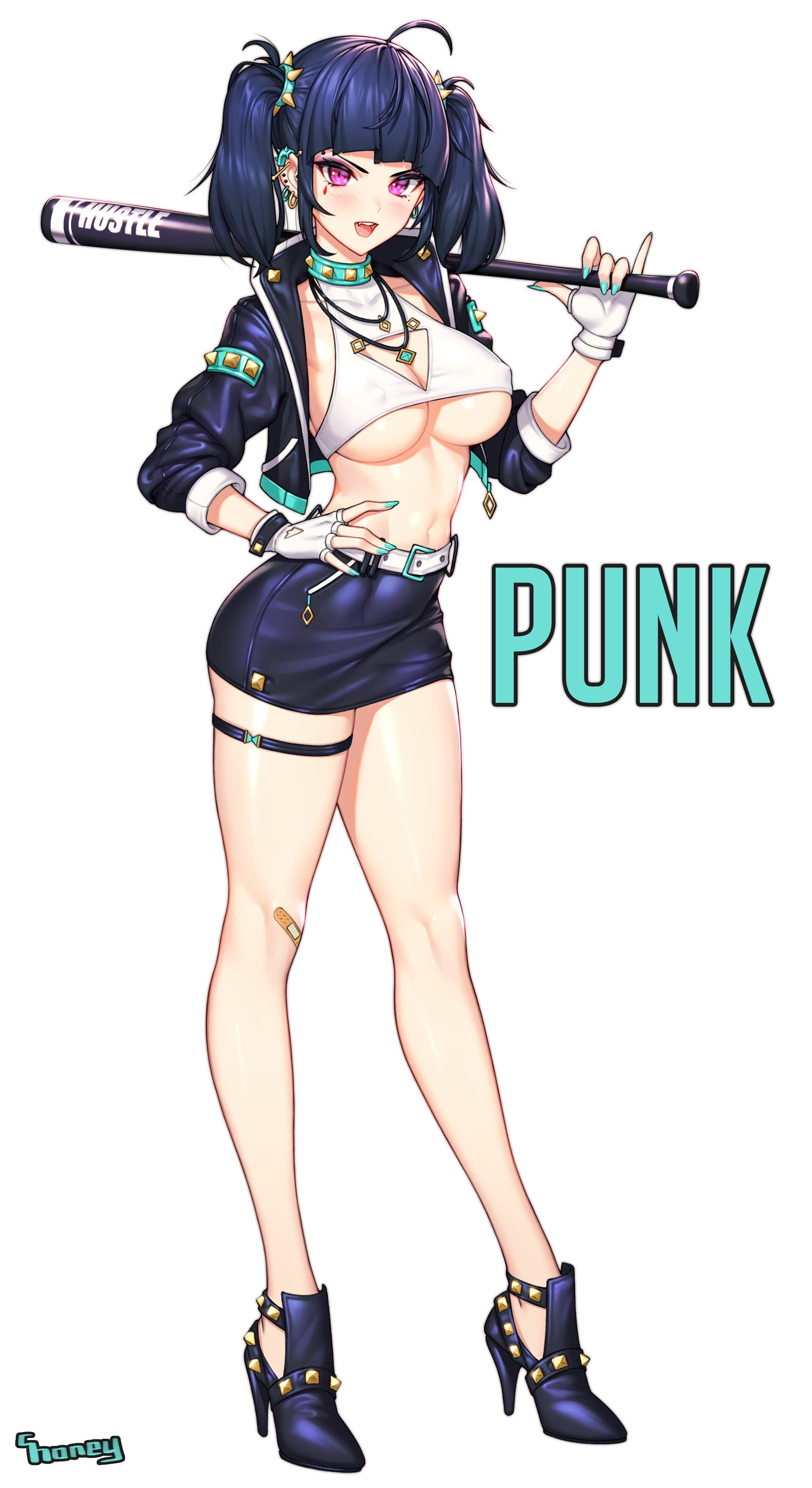 Anime 1915x3508 anime girls simple background basketball miniskirt punk