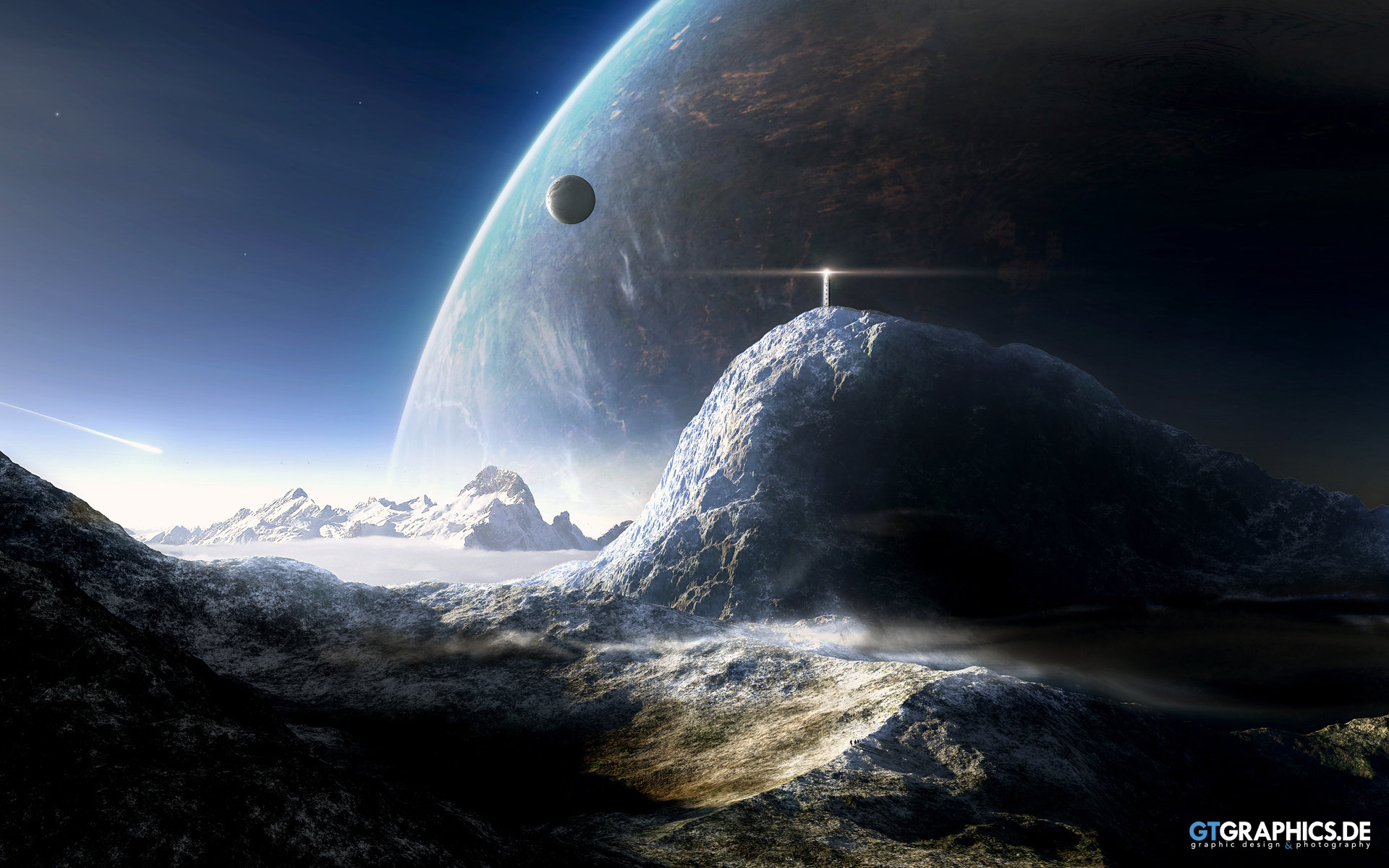 General 1920x1200 futuristic planet Moon CGI space digital art space art