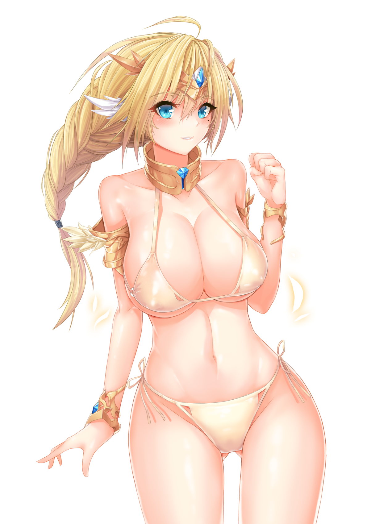Anime 1189x1698 Silla (Soccer Spirits) Soccer Spirits bikini cleavage white background blonde blue eyes big boobs
