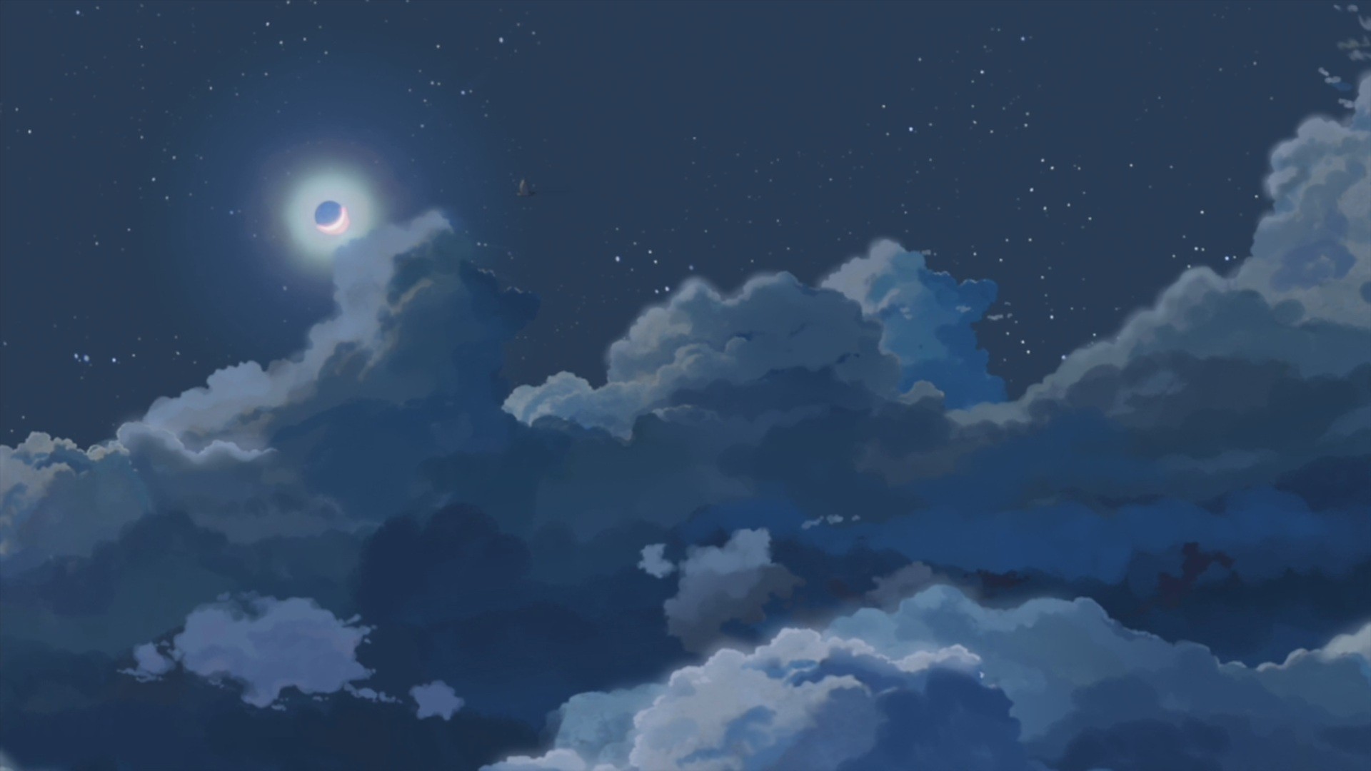 General 1920x1080 Moon clouds night