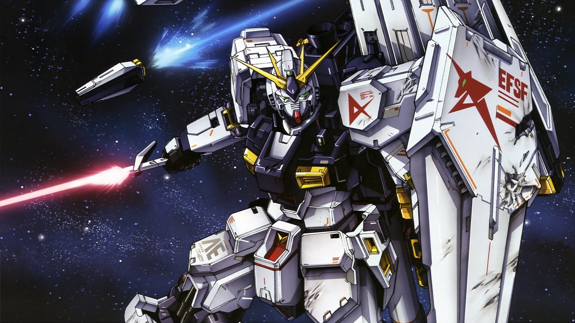 Anime 1920x1080 anime Gundam mechs Mobile Suit shield Mobile Suit Gundam Char&#039;s Counterattack RX-93 v Gundam Super Robot Taisen