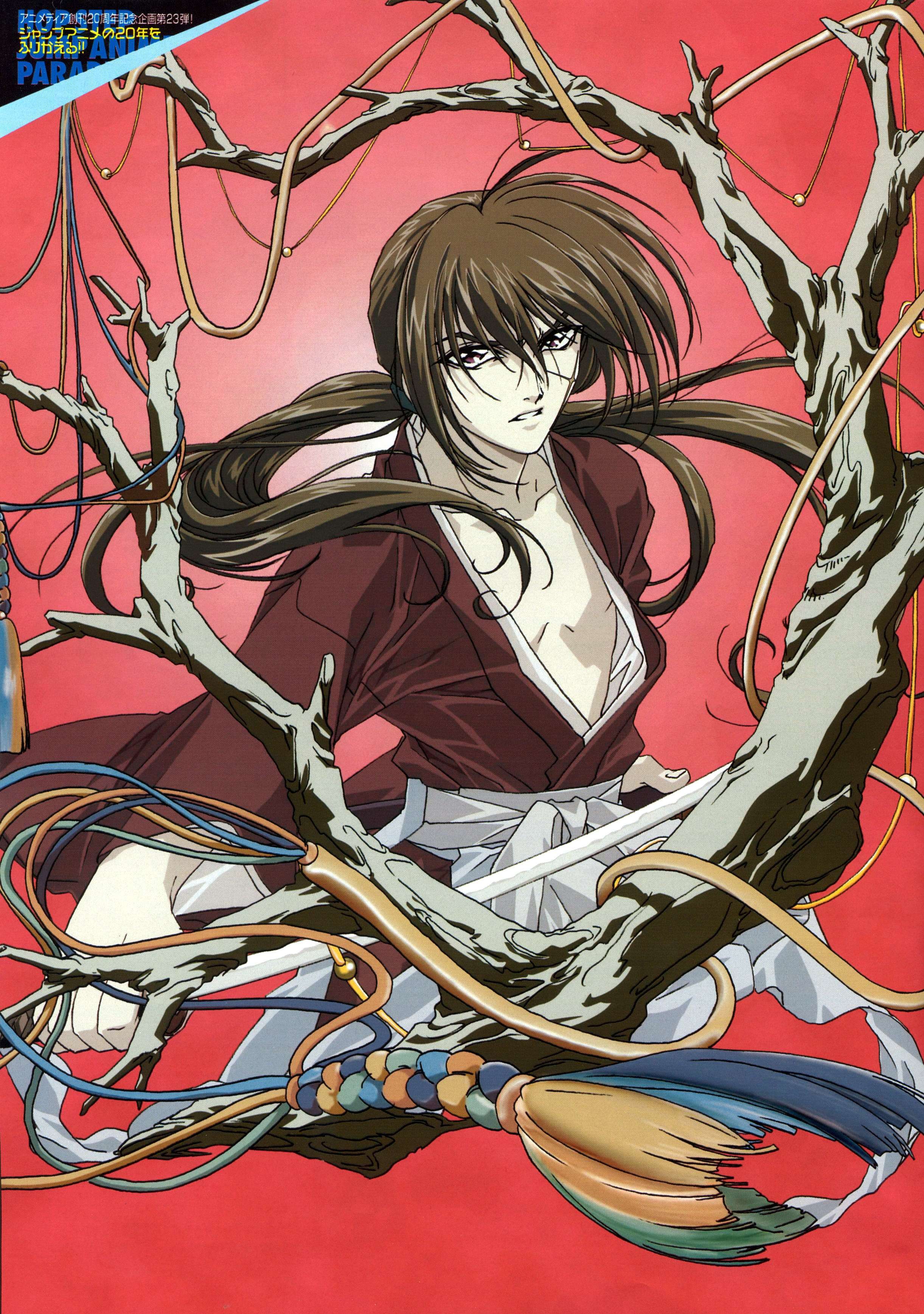 Anime 2443x3474 anime Rurouni Kenshin anime boys brunette long hair