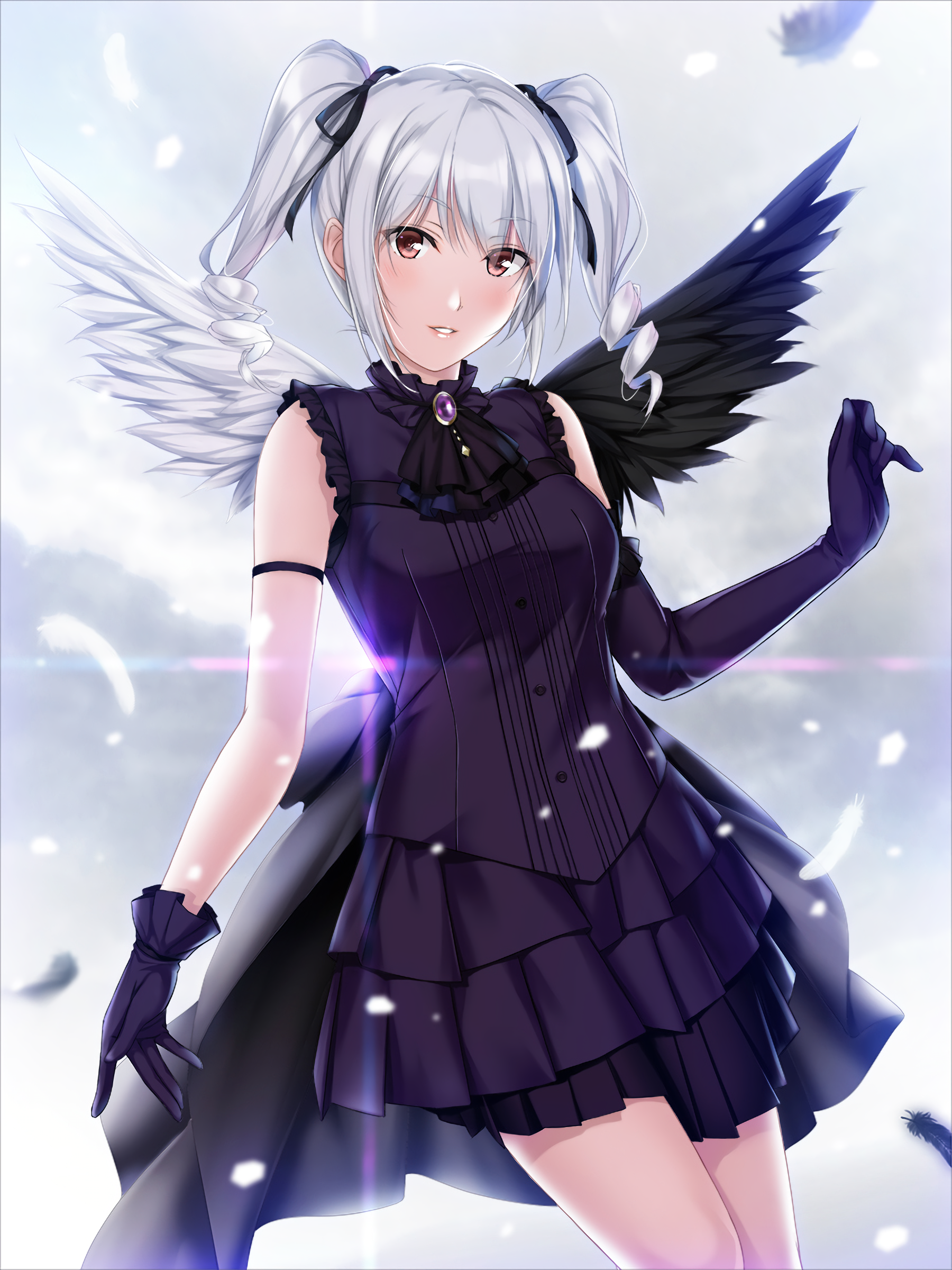 Anime 1800x2400 anime anime girls dress wings gray hair twintails THE iDOLM@STER: Cinderella Girls Kanzaki Ranko