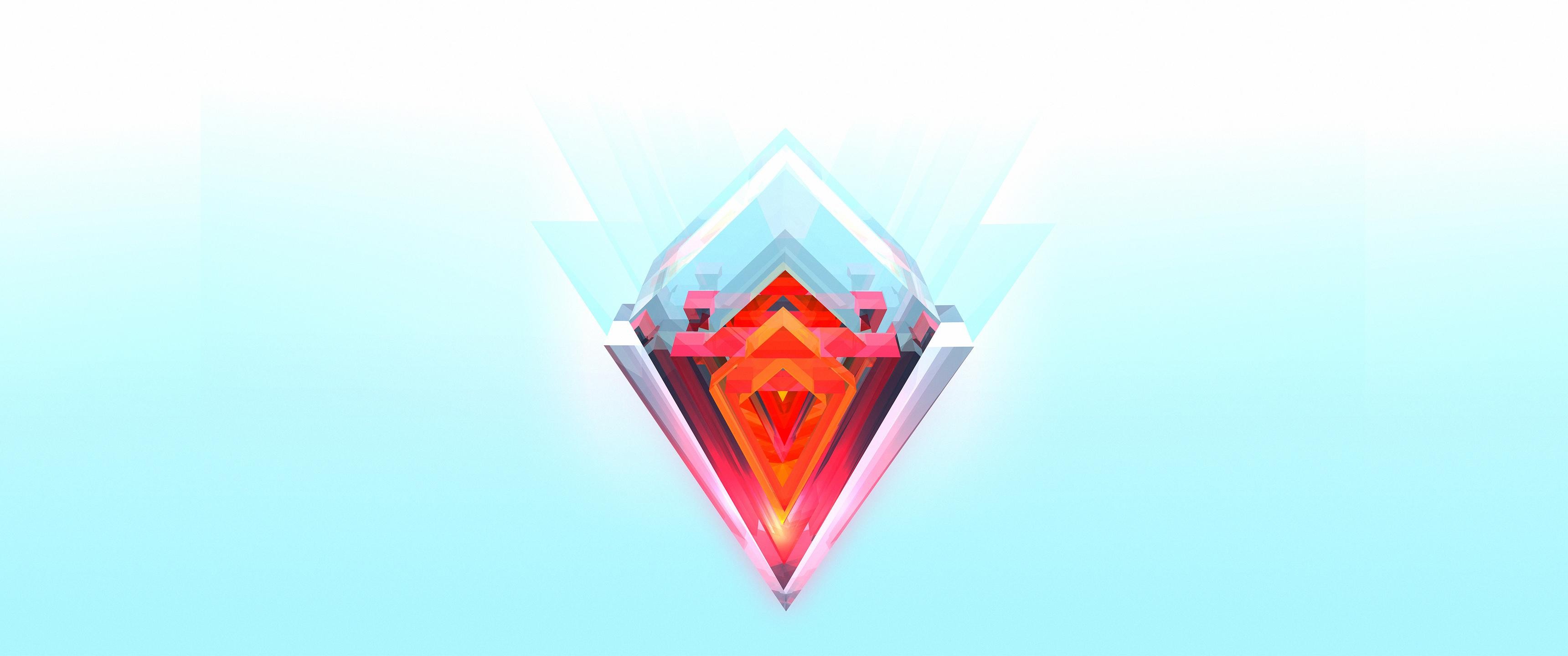 General 3440x1440 Justin Maller abstract facets 3D Abstract gradient simple background digital art CGI