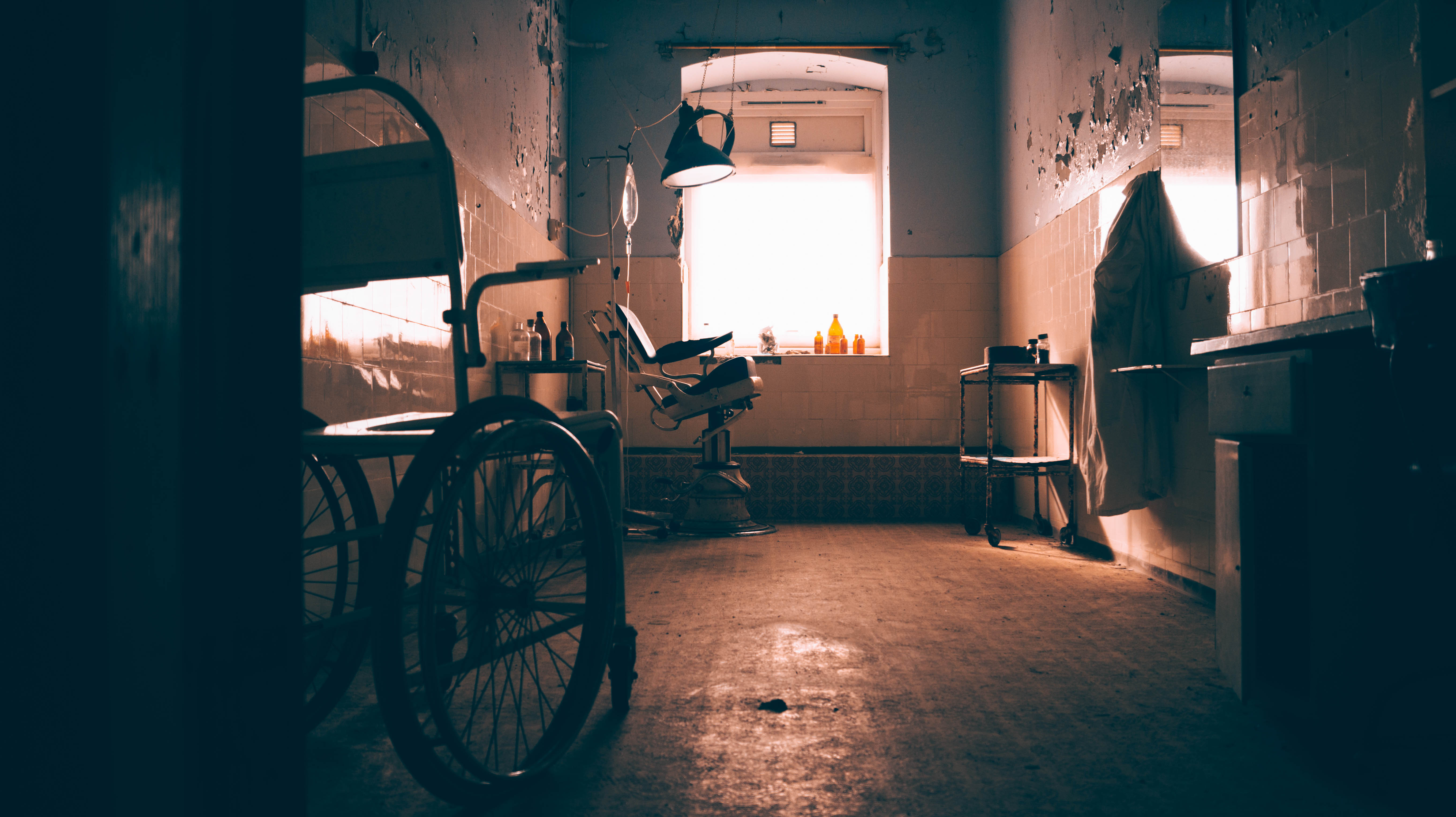 General 5438x3054 asylum abandoned wheelchair window sunbeams urbex