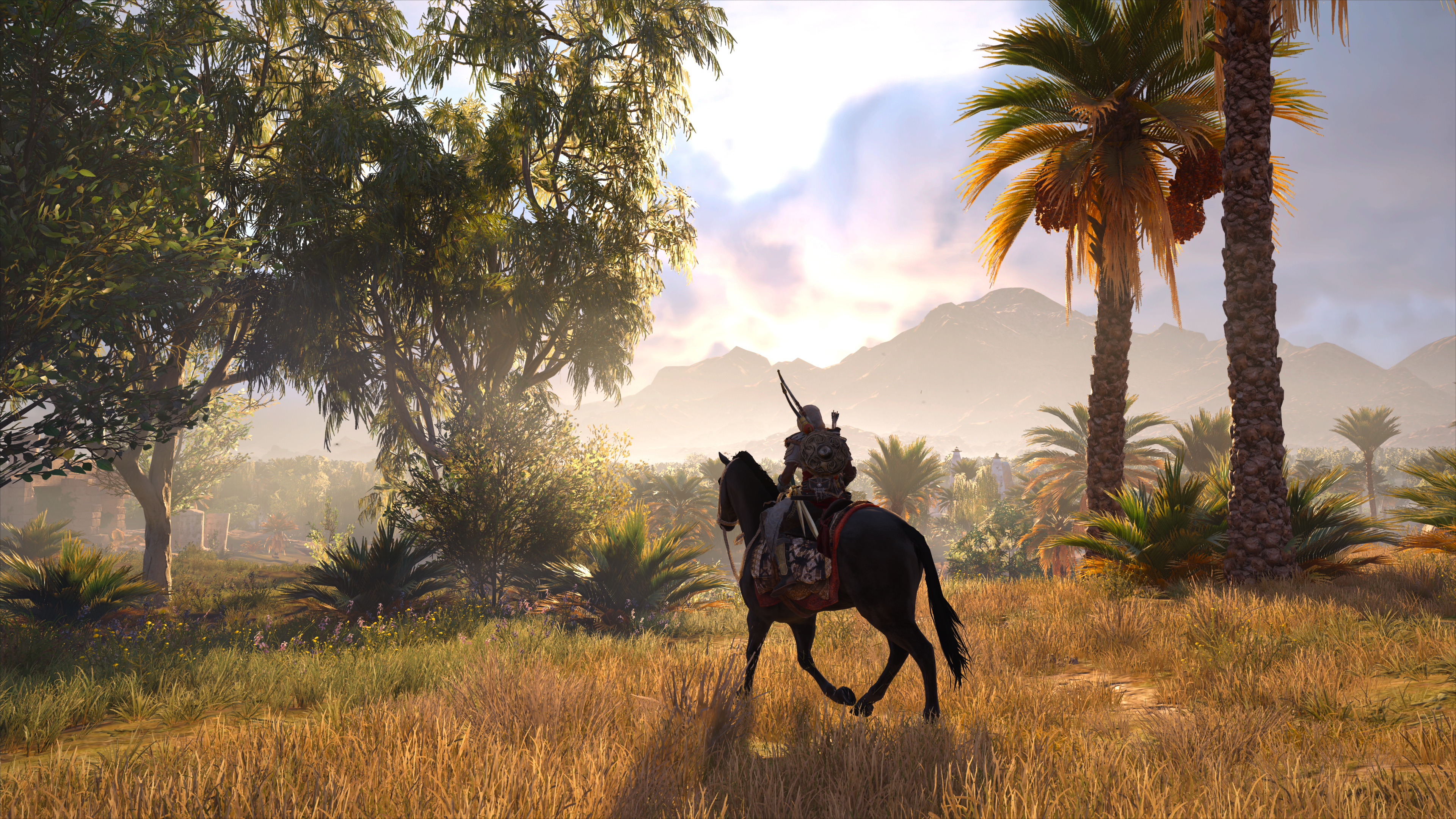 General 3840x2160 Assassin's Creed Assassin's Creed: Origins video games horse palm trees trees nature Egypt Bayek video game characters Ubisoft