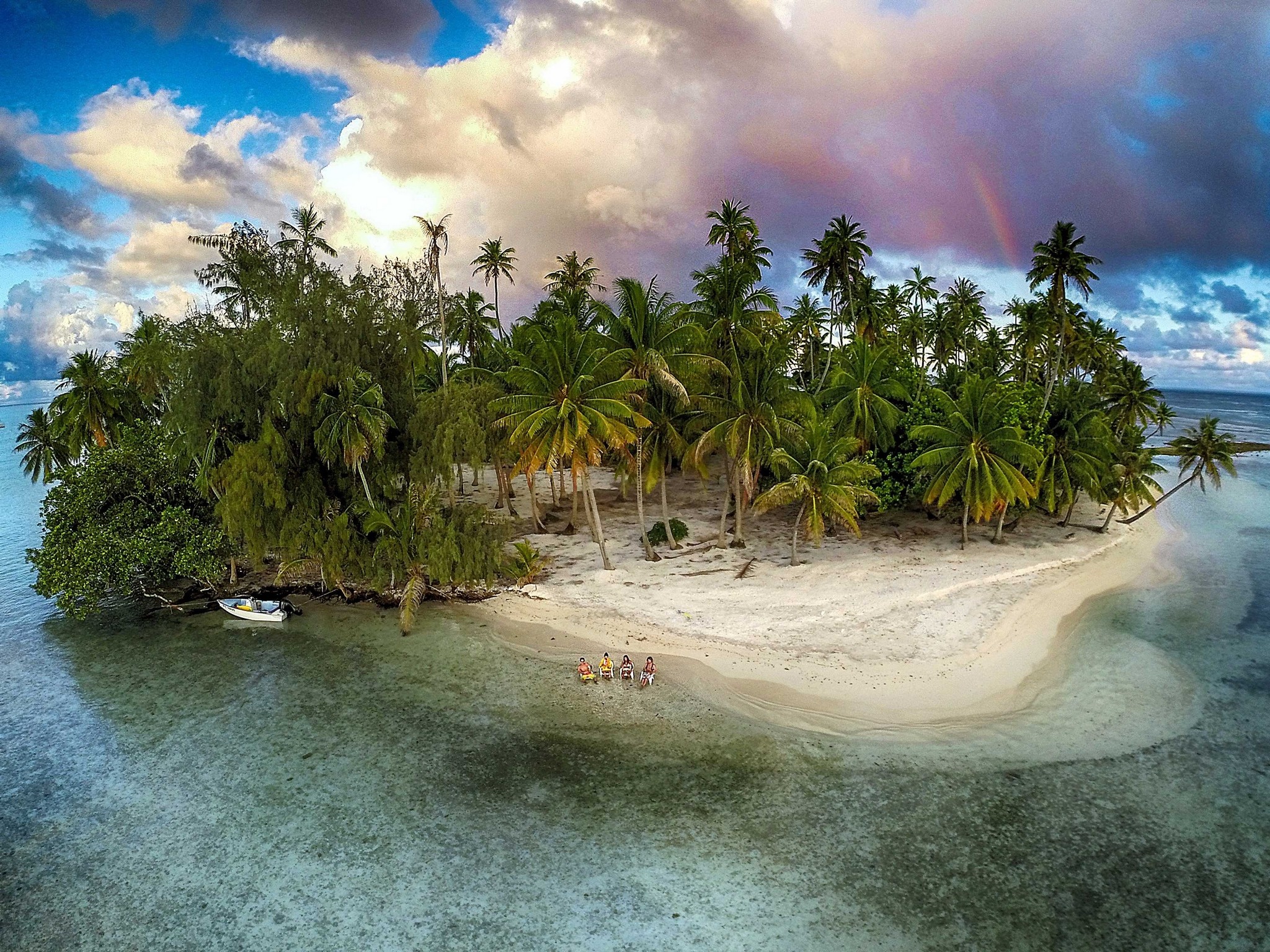 General 2048x1536 nature photography landscape island rainbows palm trees beach sand tropical boat sea clouds summer French Polynesia