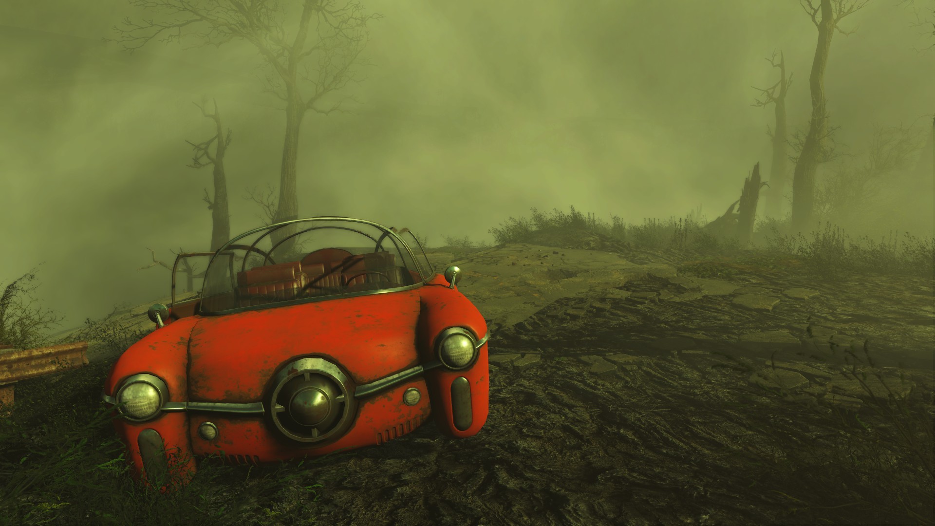 General 1920x1080 screen shot Fallout 4 video games PC gaming apocalyptic car vehicle red cars