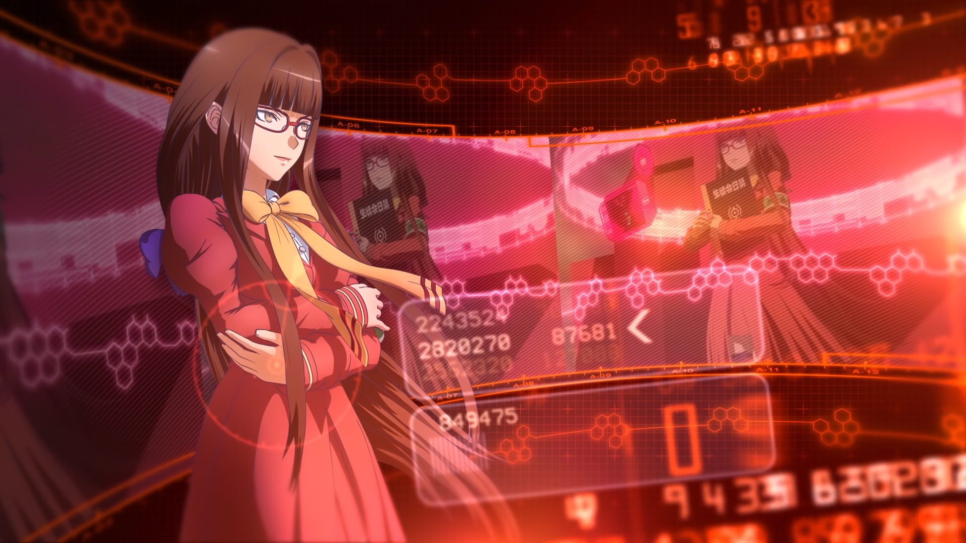 Anime 1920x1080 Aoki Hagane no Arpeggio anime girls numbers anime women with glasses brunette red clothing