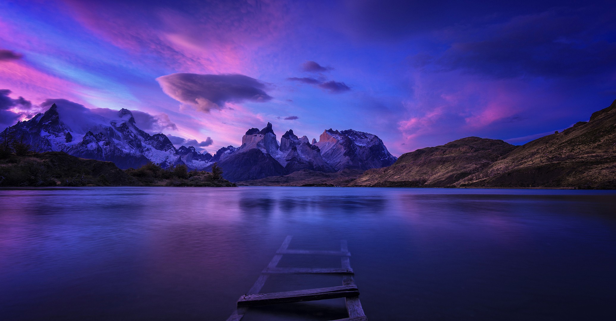 General 2071x1080 Patagonia panorama nature water landscape Chile mountains South America sky