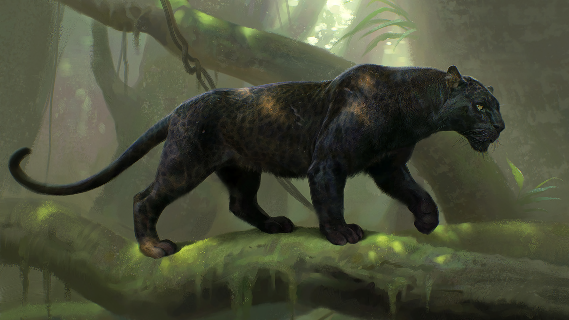 General 1920x1080 Black Panther animals big cats mammals artwork