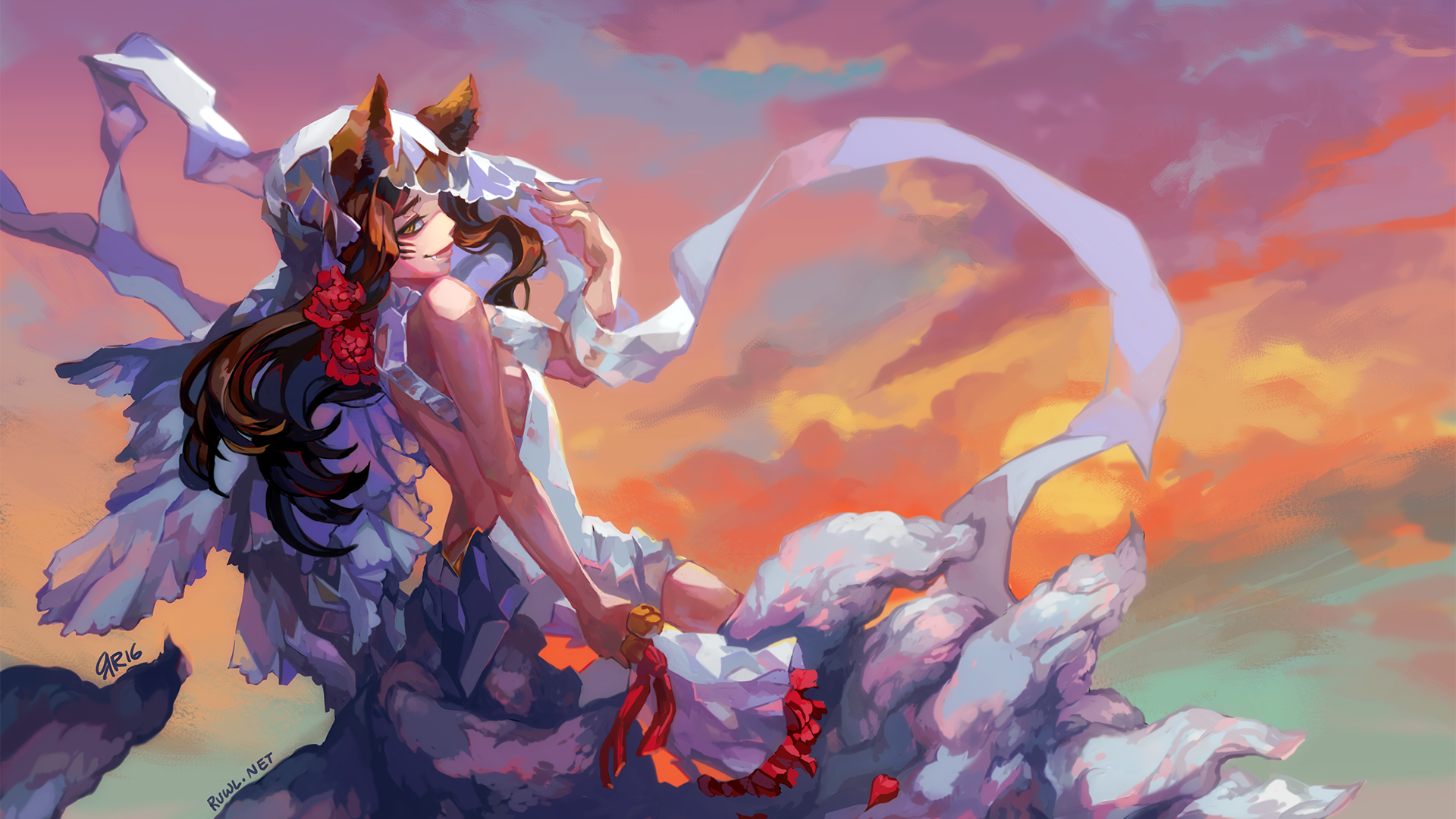 General 1920x1080 League of Legends Ahri (League of Legends) fantasy girl animal ears anime girls anime PC gaming