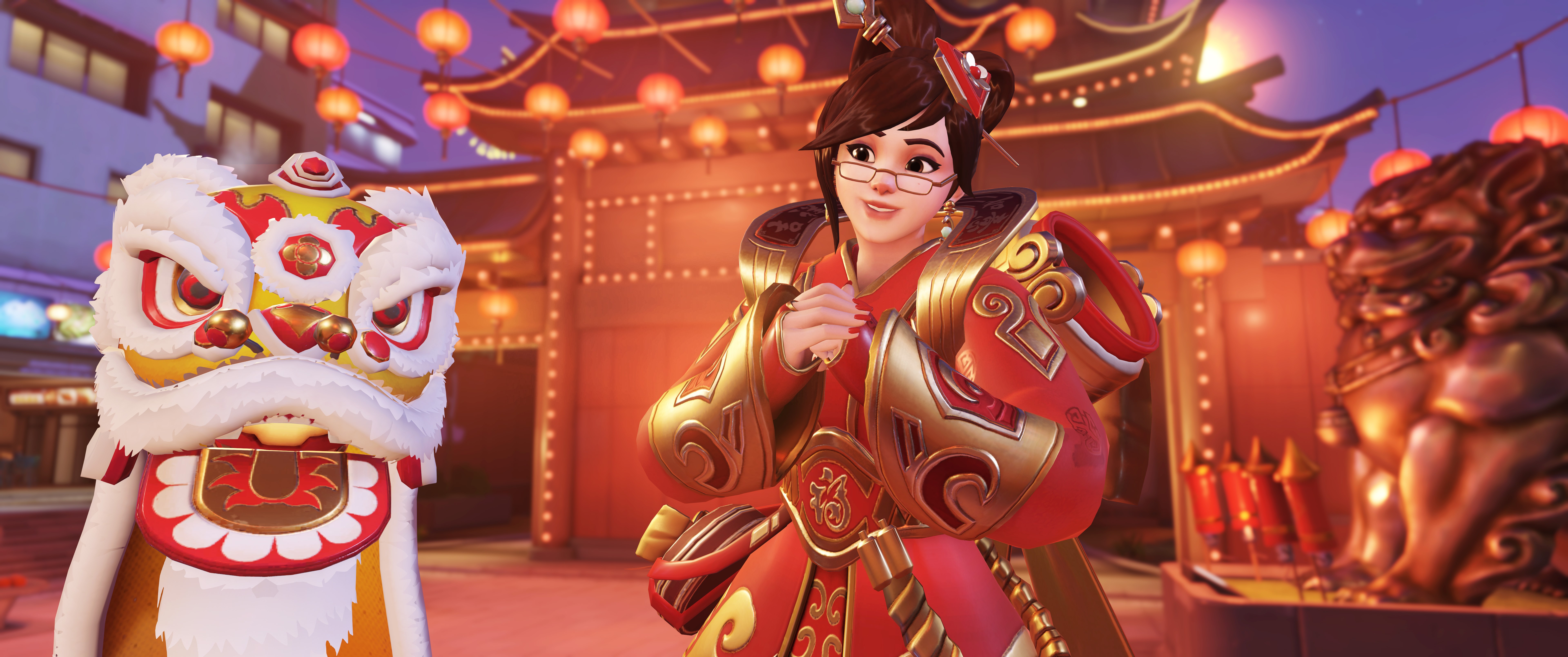 General 7680x3216 chinese new year Mei (Overwatch) Overwatch video game characters digital art