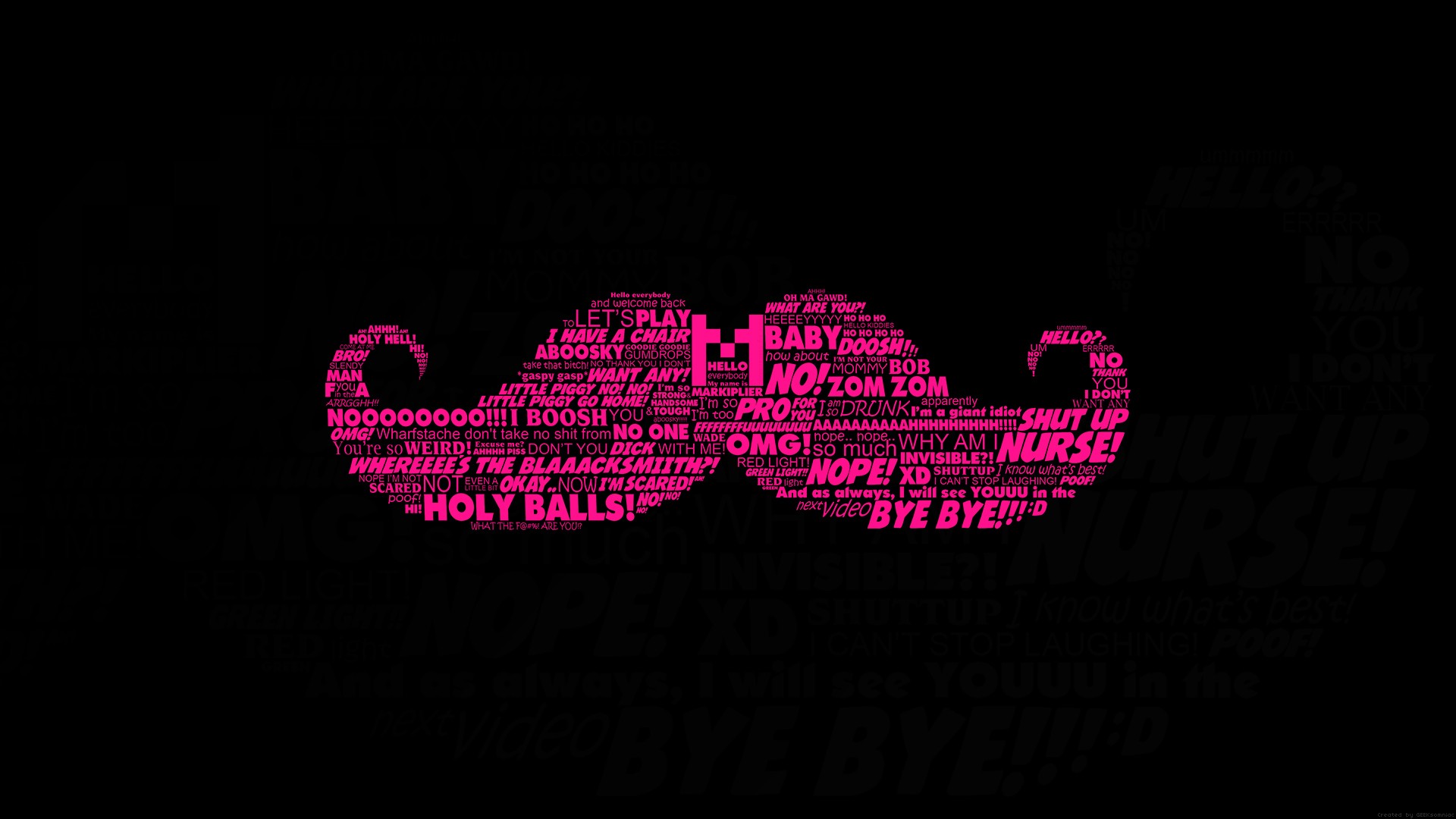 General 1920x1080 YouTube moustache Mark Fischbach Markiplier pink black black background magenta typography