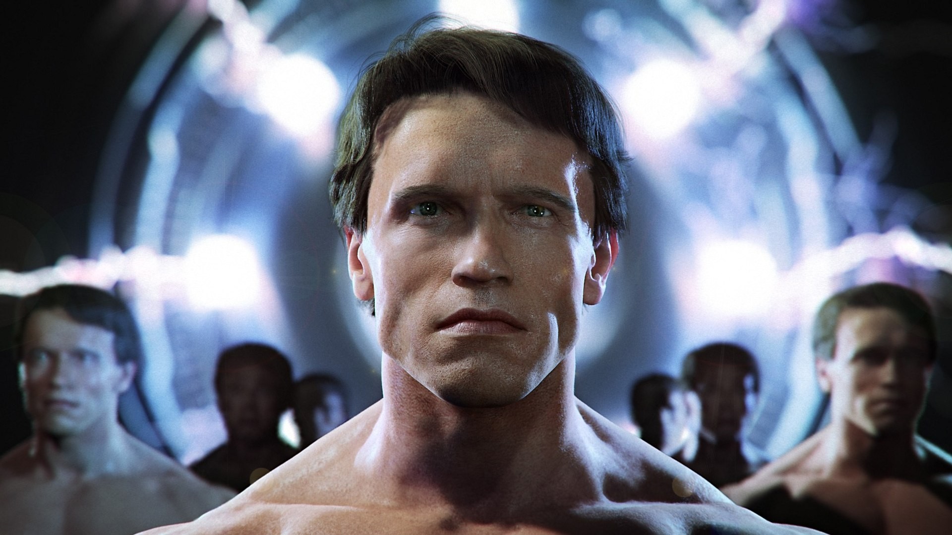 General 1920x1080 digital art Terminator CGI Arnold Schwarzenegger fan art face realistic endoskeleton men machine cyborg science fiction