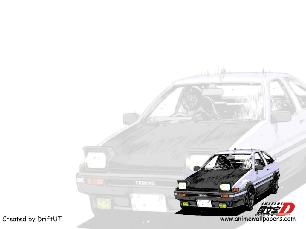 Anime 1024x768 Initial D car vehicle anime pop-up headlights white background