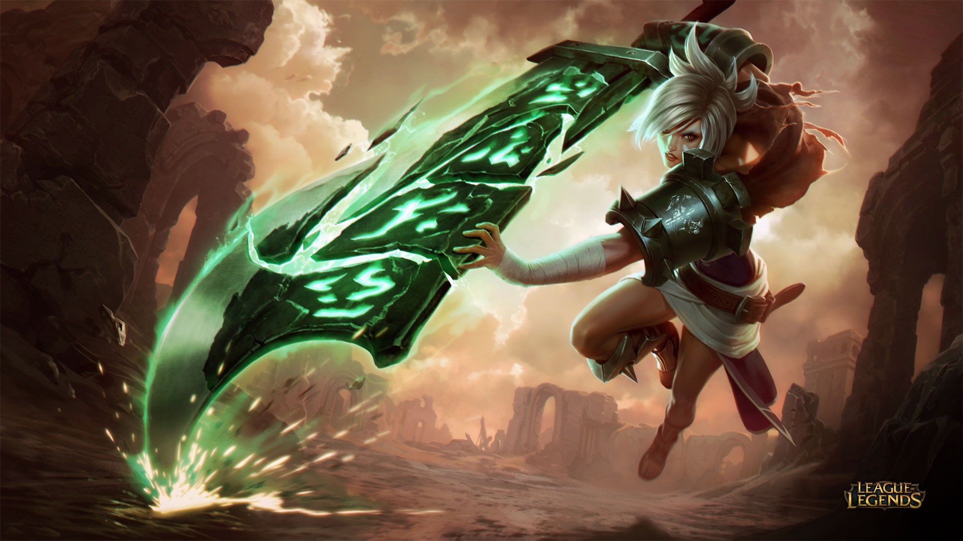 Anime 1920x1080 League of Legends Riven (League of Legends) PC gaming video game girls
