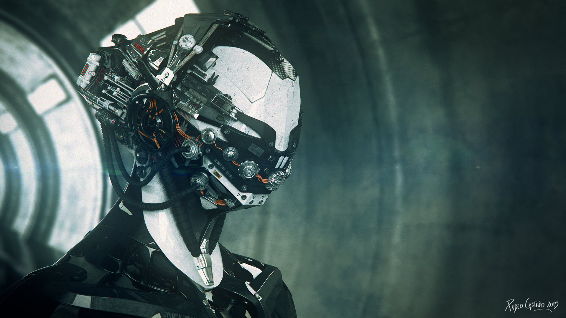 General 1920x1080 science fiction robot futuristic digital art 2015 (Year)