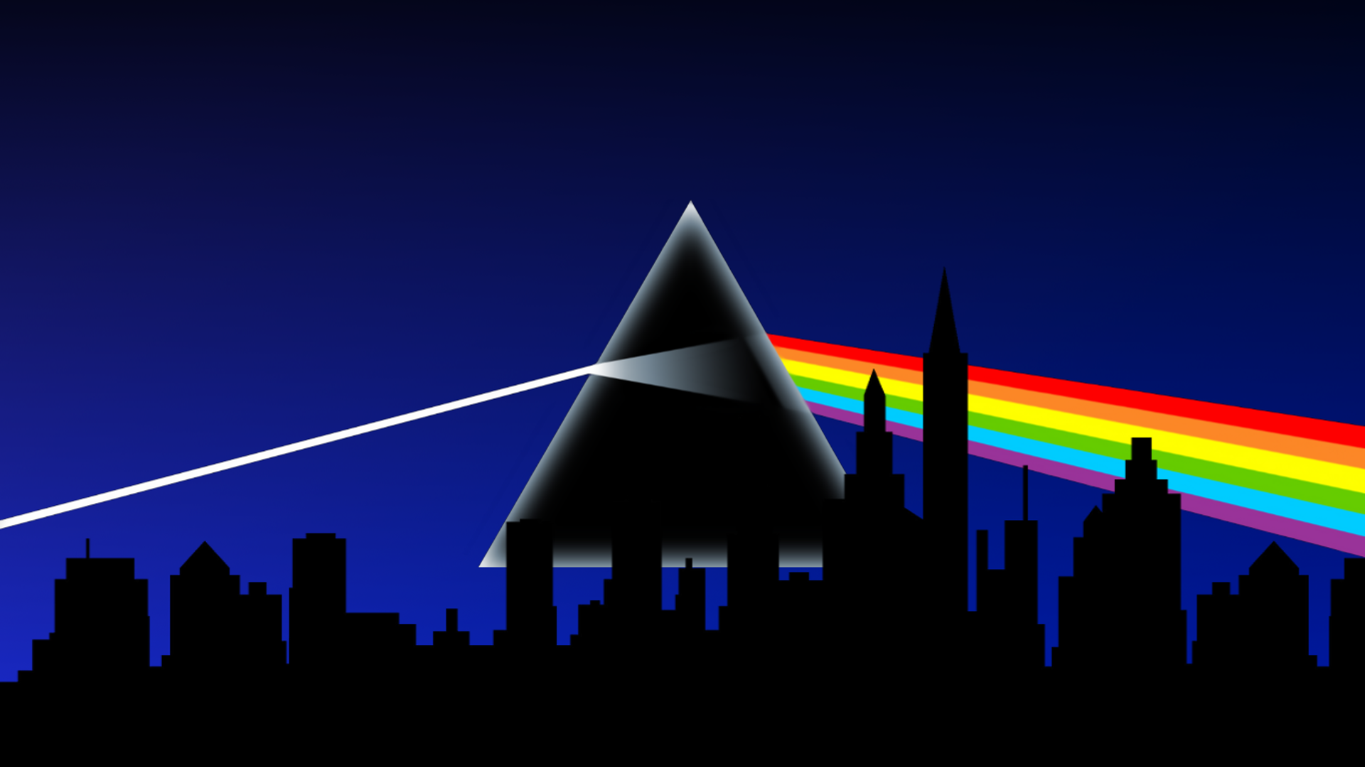 General 1920x1080 Pink Floyd album covers blue background cityscape abstract triangle