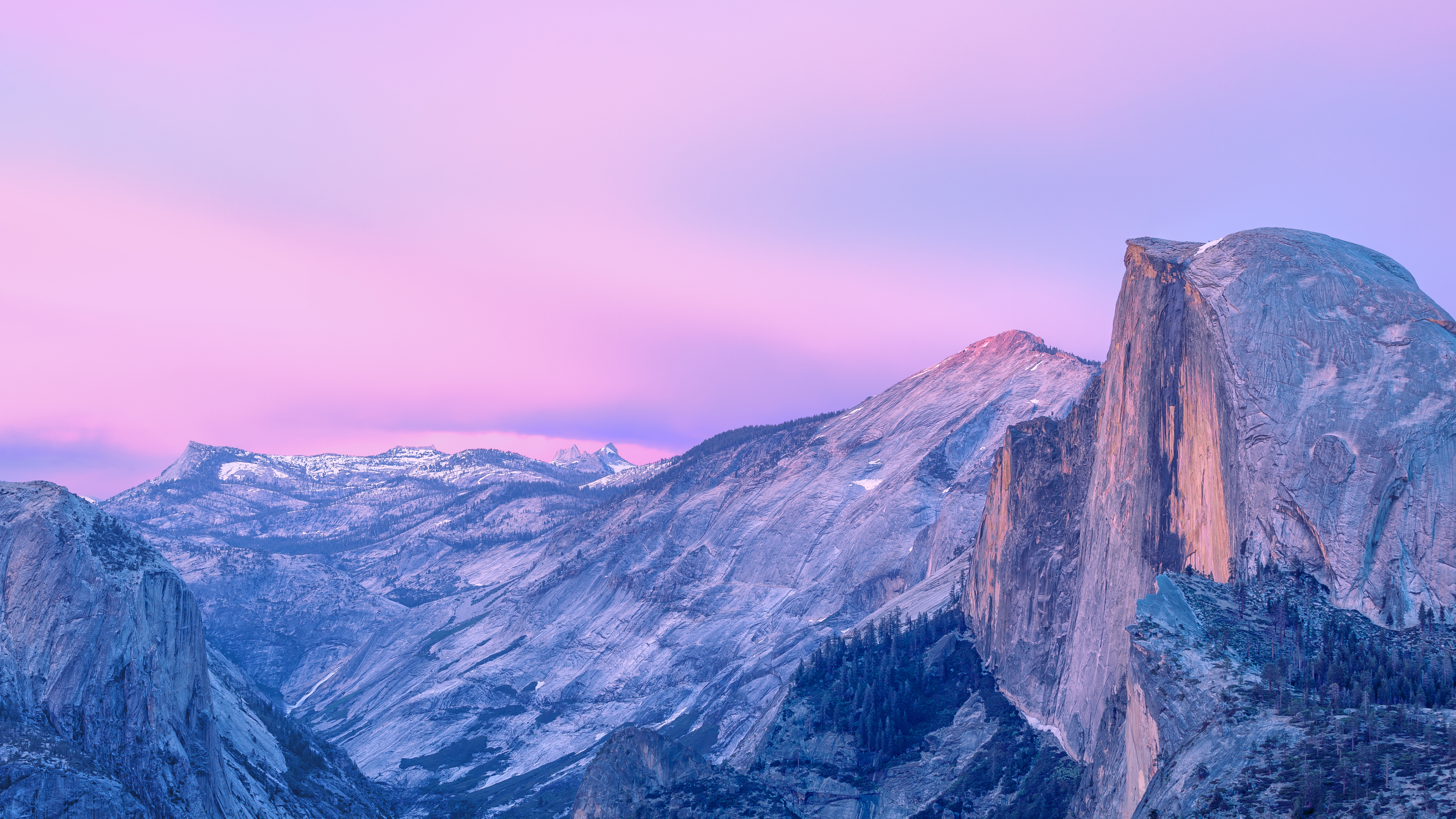 General 5118x2880 pink mountains nature sky landscape Yosemite National Park Half Dome USA rocks rock formation valley California