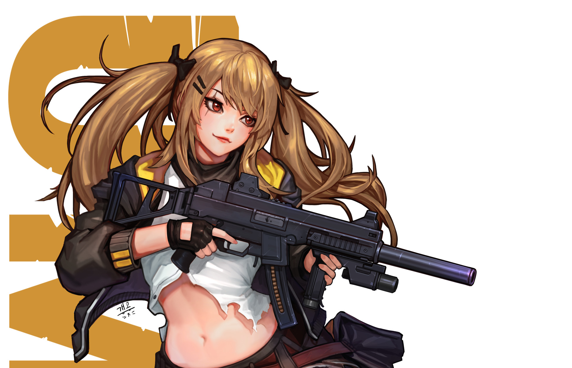 Anime 1920x1238 anime girls anime weapon Daejun Park (Gae Go) girls with guns UMP9 (Girls' Frontline) Girls Frontline