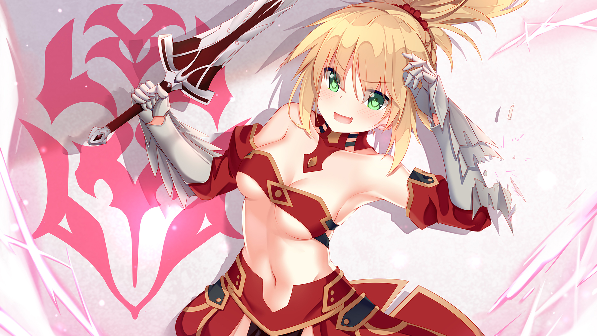 Anime 1920x1080 cleavage sword Mordred (Fate/Apocrypha) Fate/Apocrypha  Fate series anime girls tube top