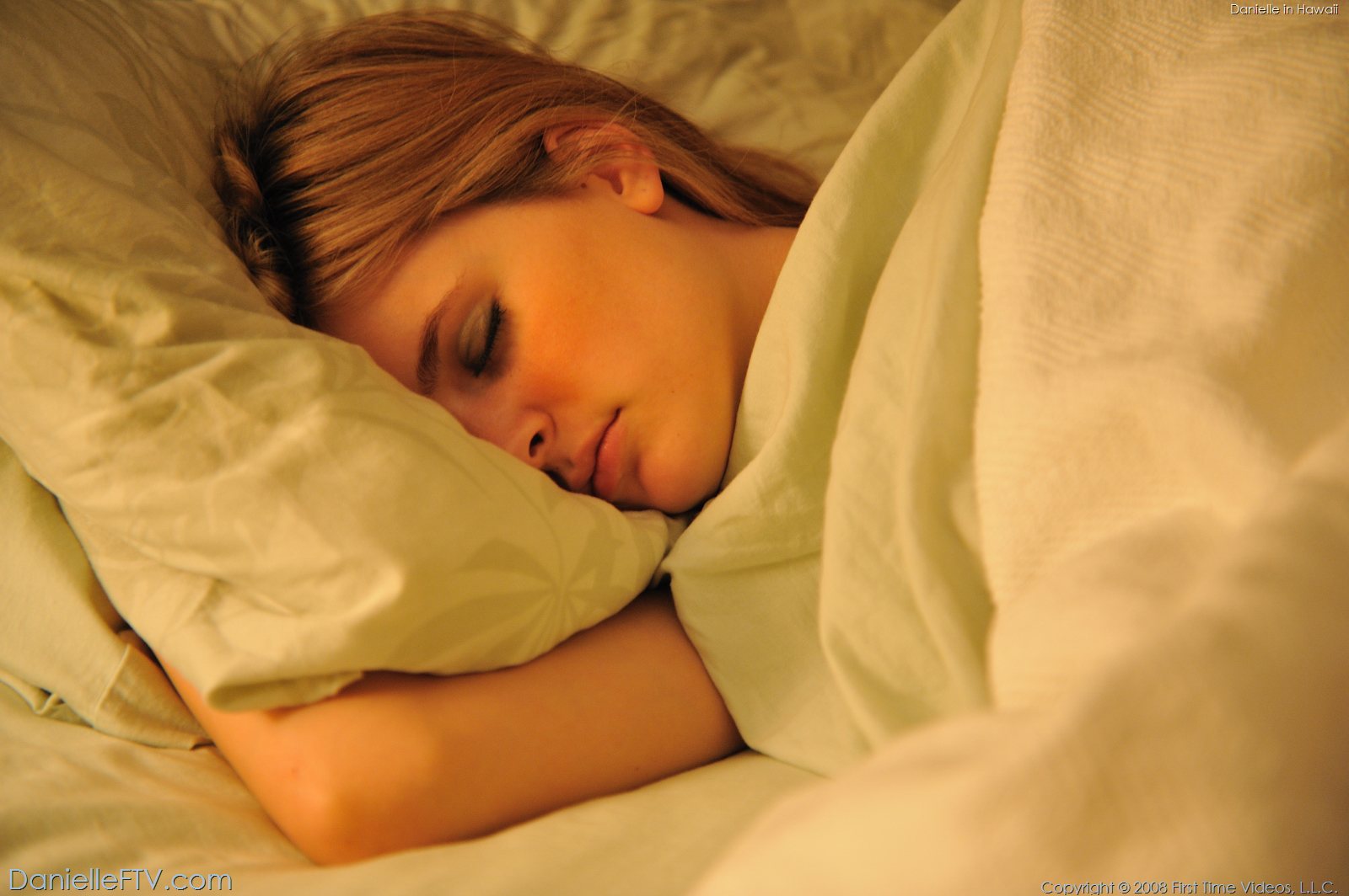 People 1600x1064 women cleavage sleeping FTV Girls in bed bed indoors model Danielle Delaunay closeup