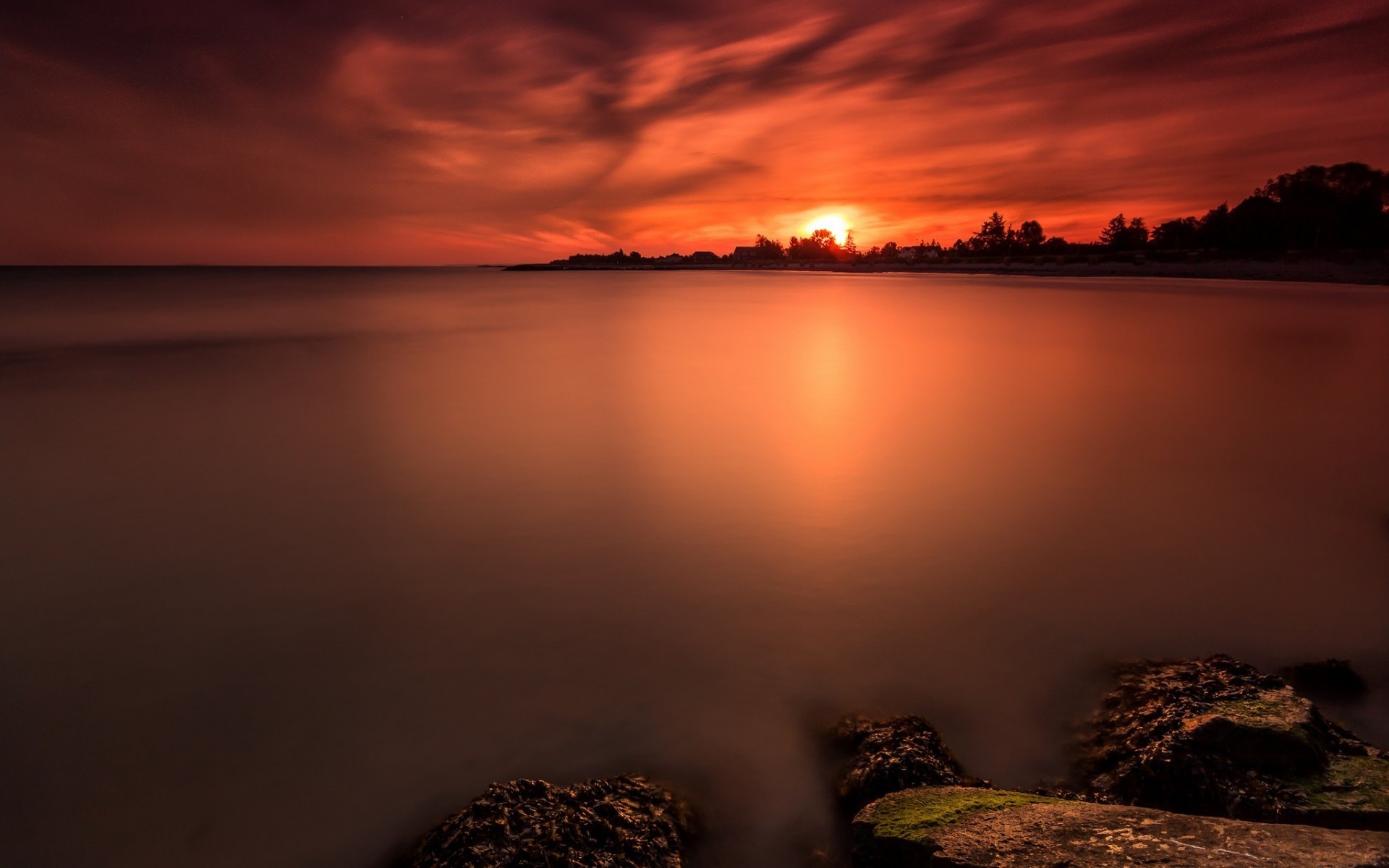 General 1920x1200 sea sunset rocks trees clouds nature landscape photography